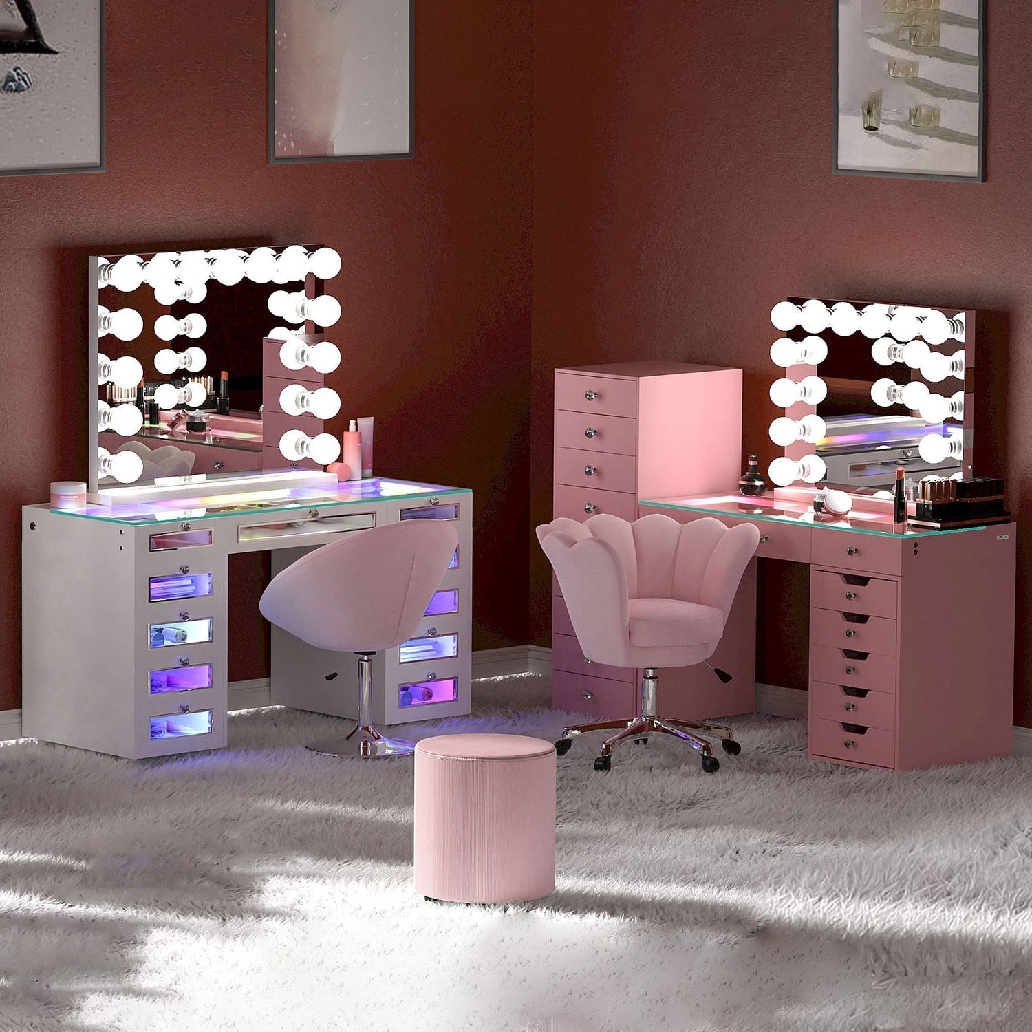 your vanity setup with elegant vanity chair