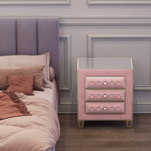 Velvet bedside table 3drawers