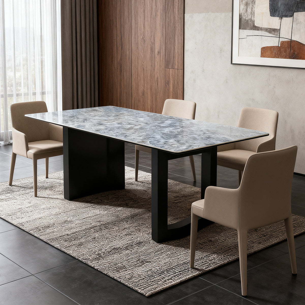 Rock plate dining table(Blue crystal)