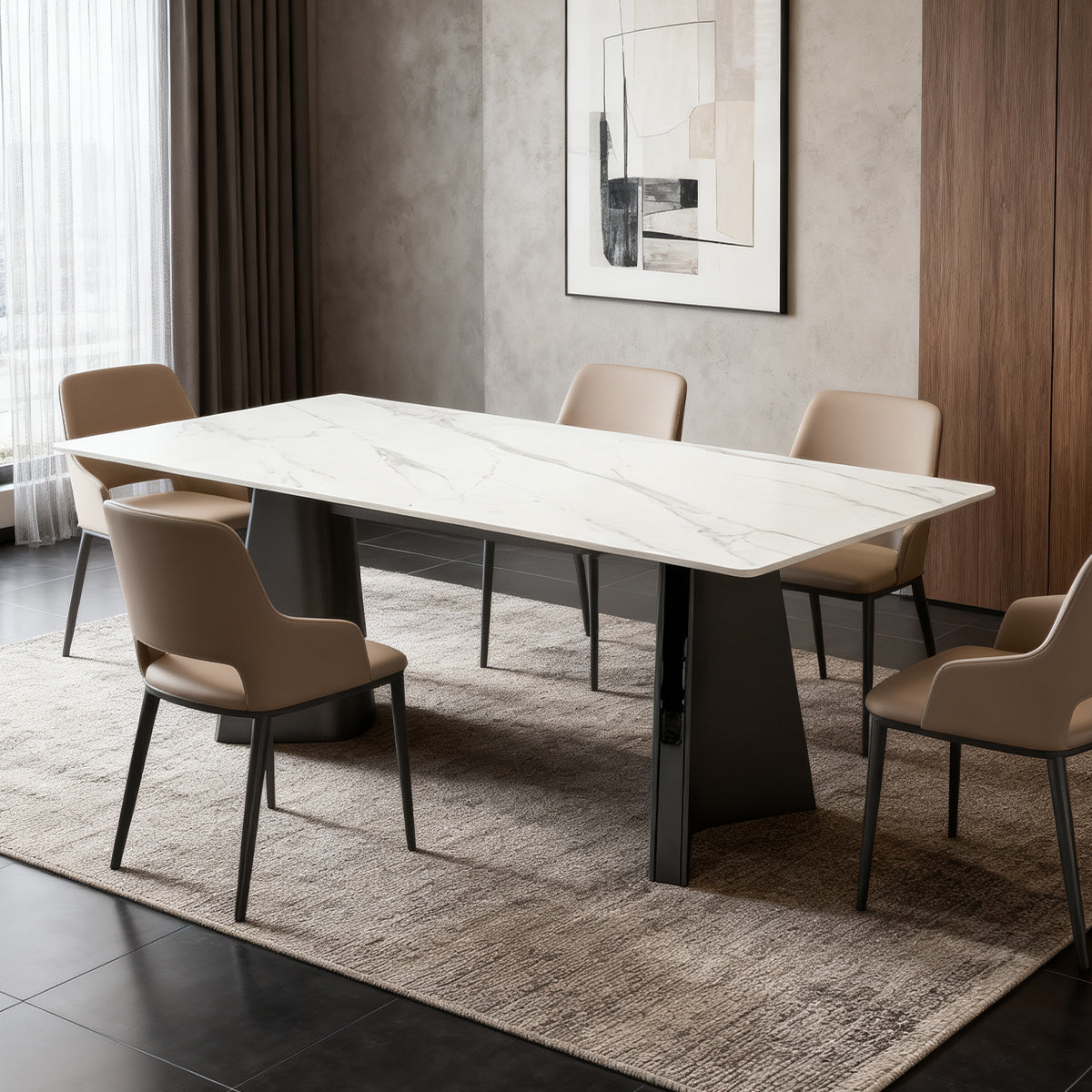 Rock plate dining table(Platinum diamond)