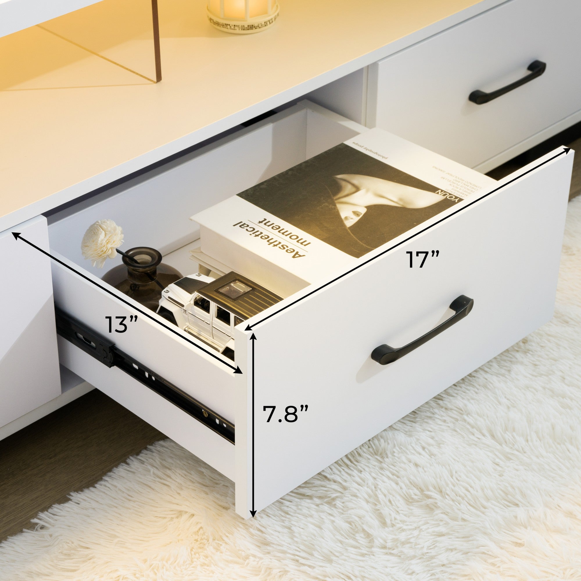 4-Drawer TV Stand for TV's up to 80" Flat Screen Cabinet Door Living Room Storage Entertainment Center