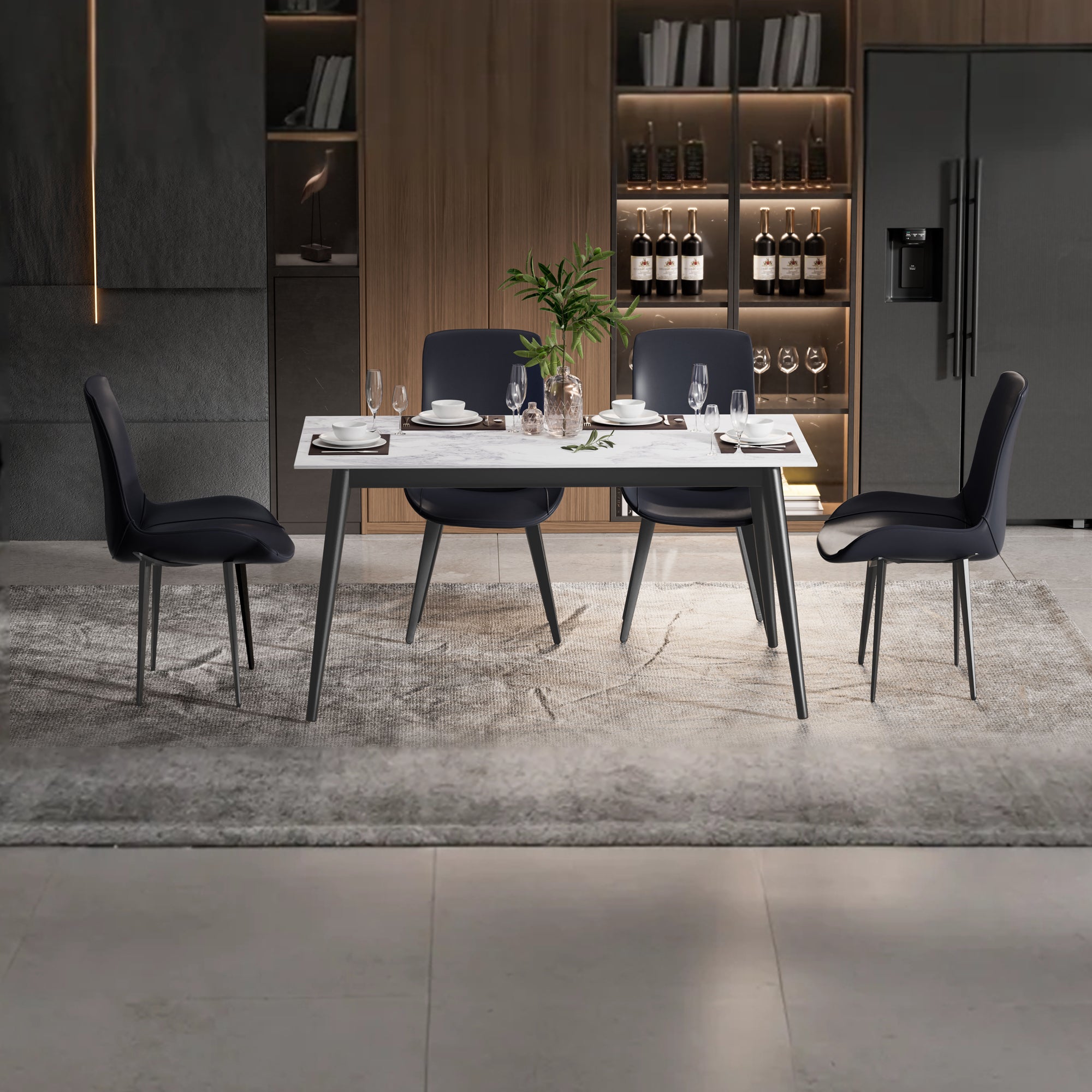 Black Stainless Steel Base Dining table