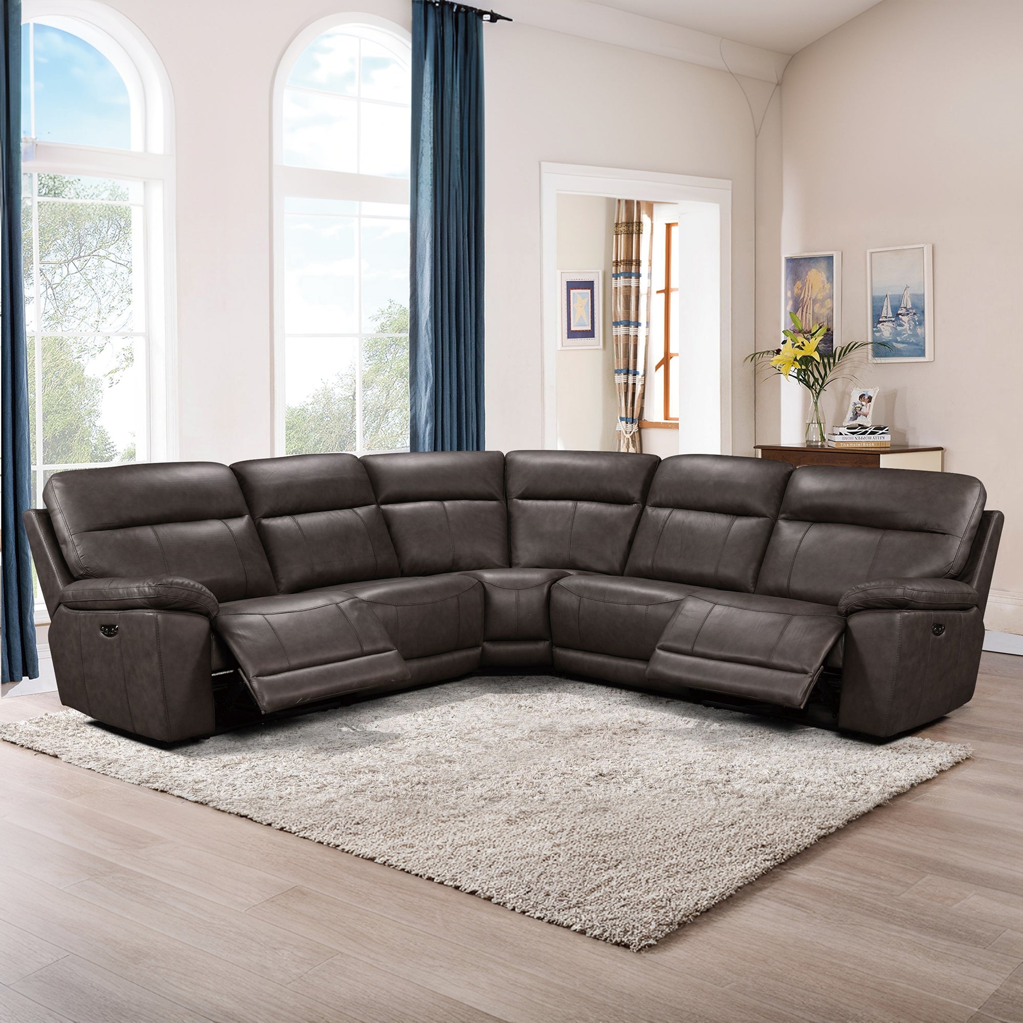 Power Recliner Geunine Leather Sectional MC2490
