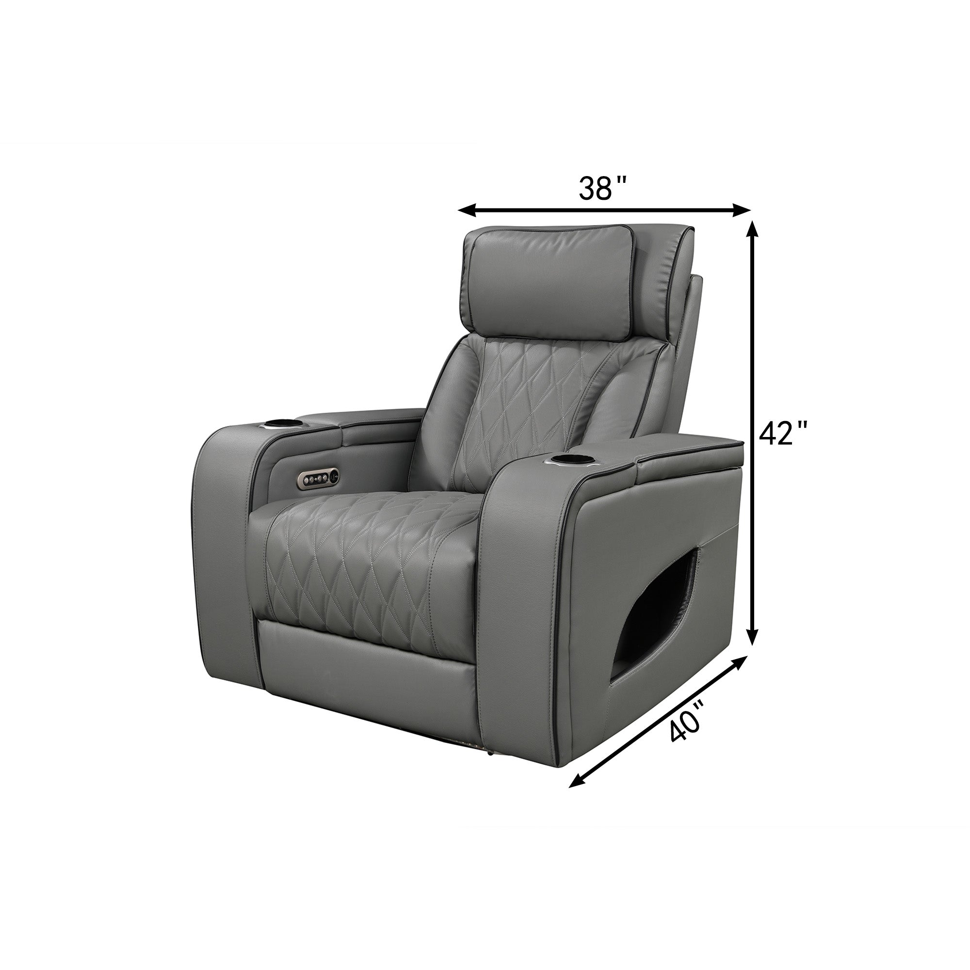 Jessie Power Recliner Chair - Modern Gray Leather Armchair
