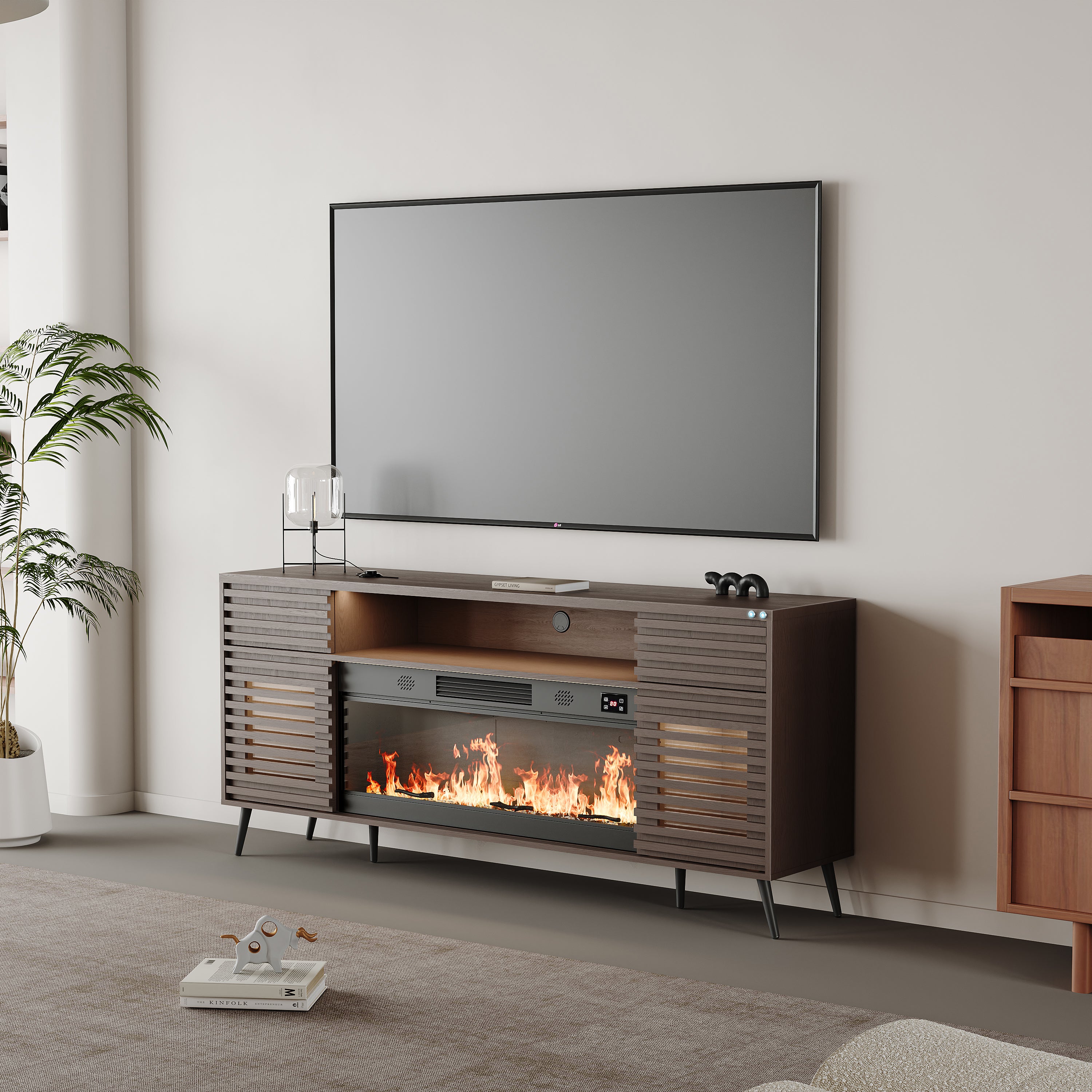 SITA Fully Assembled 71" TV Stand with Electric Fireplace