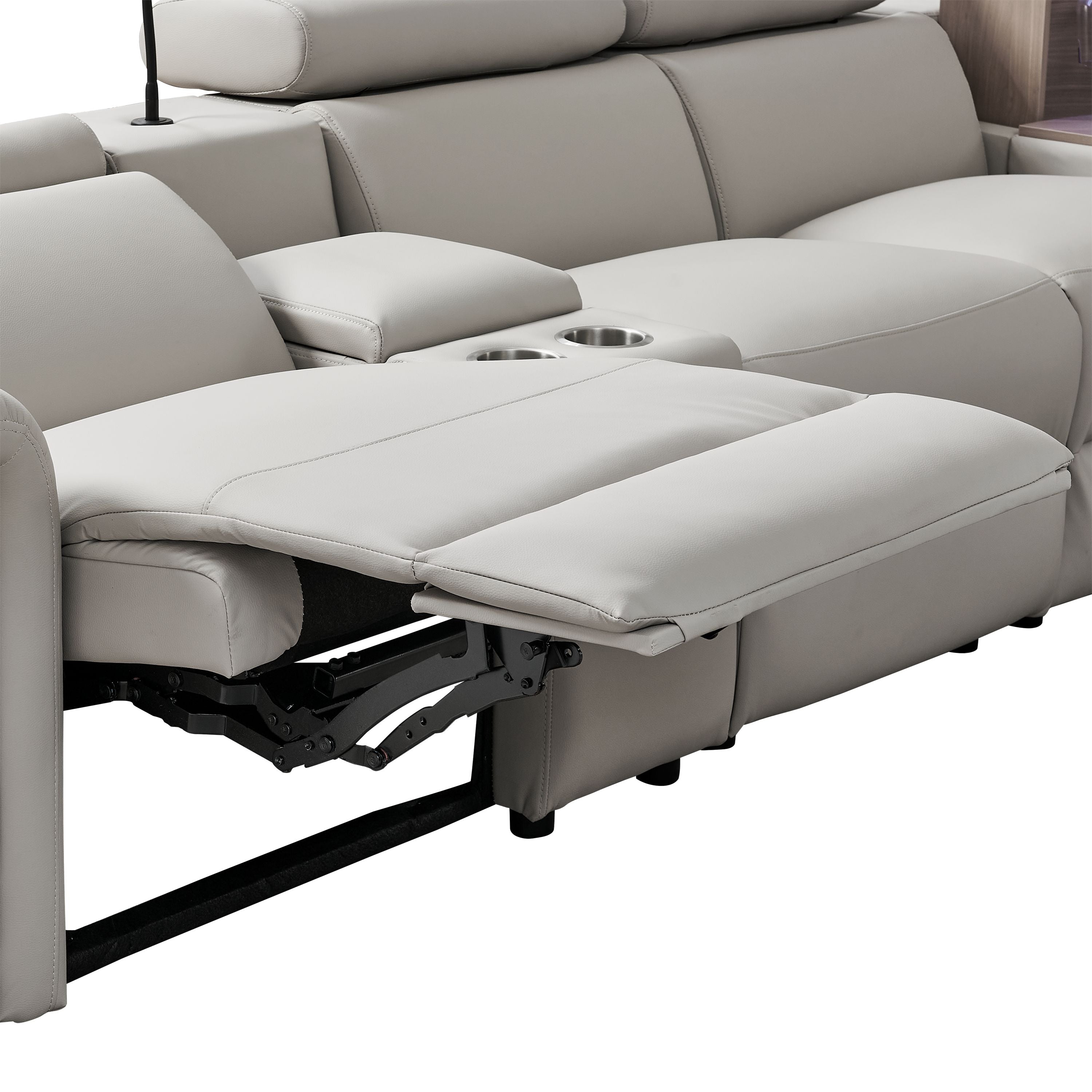 Luxury Leather Power Recliner with Rising Cabinet