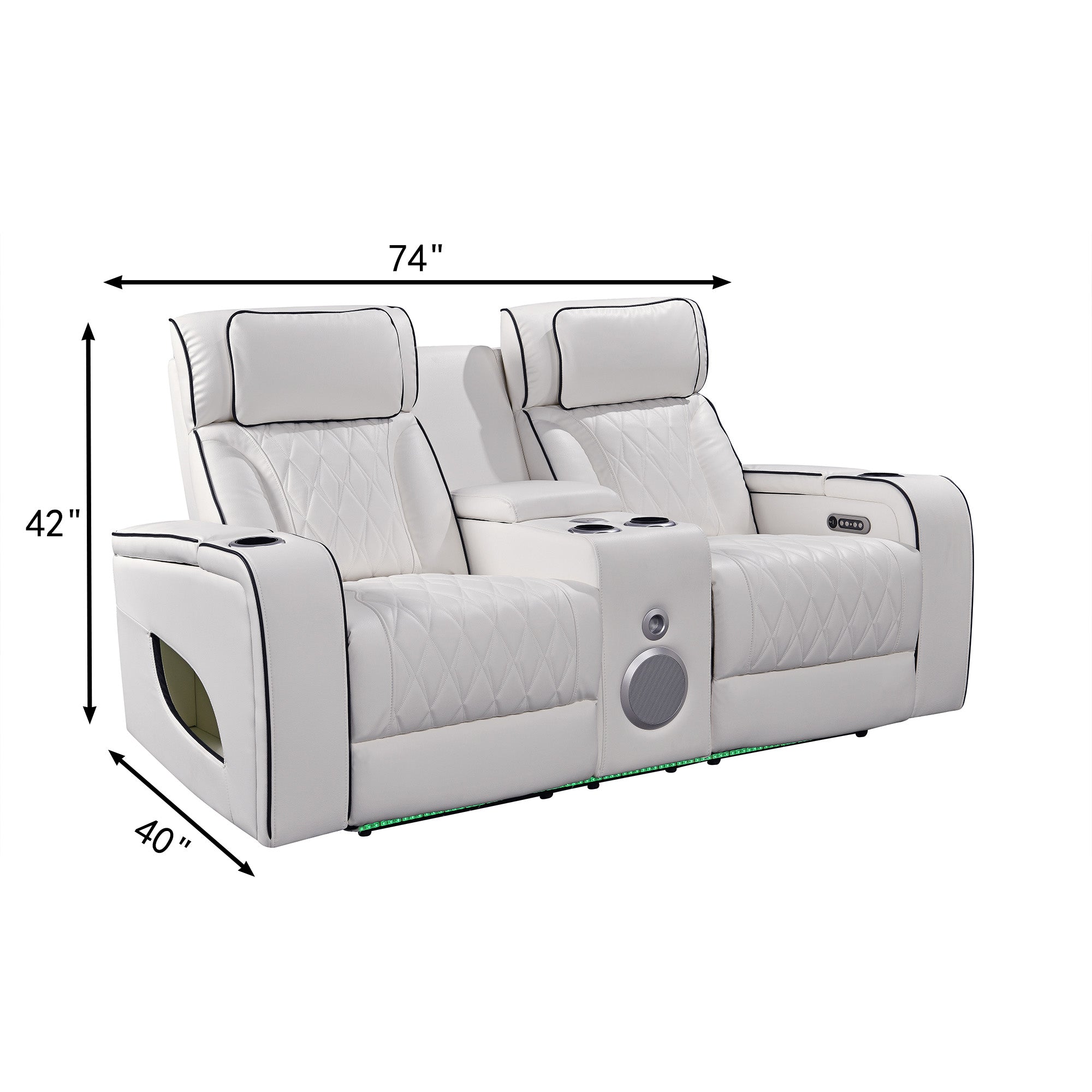 Jessie White Power Recliner 2-seater Loveseat