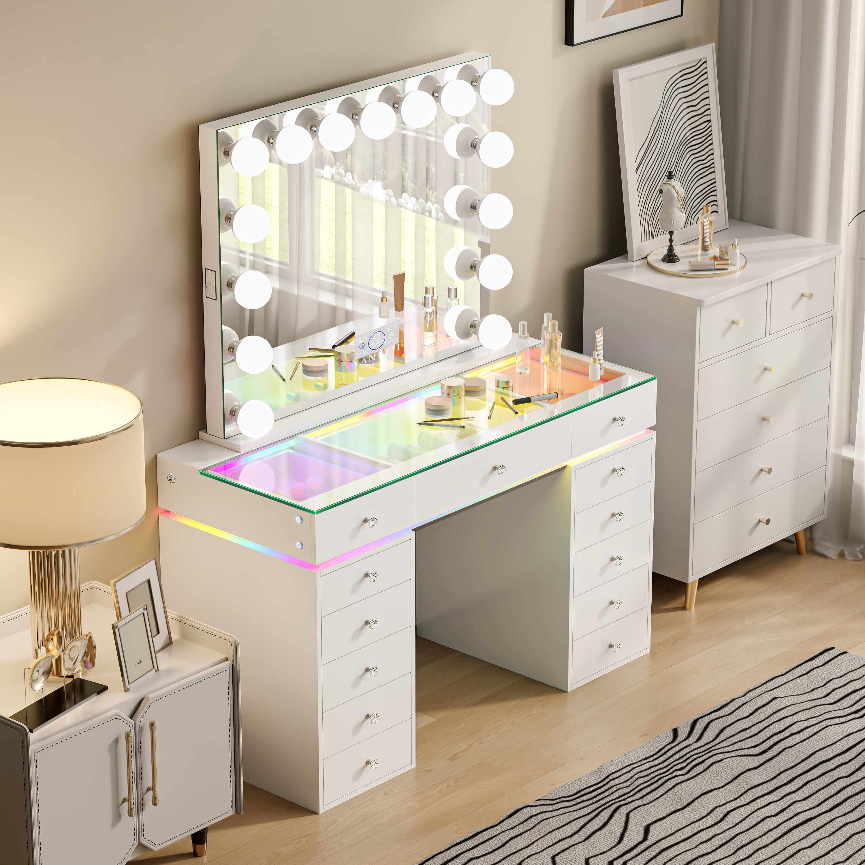 VANITII Mini Eva Vanity Desk Set - 13 Storage Drawers
