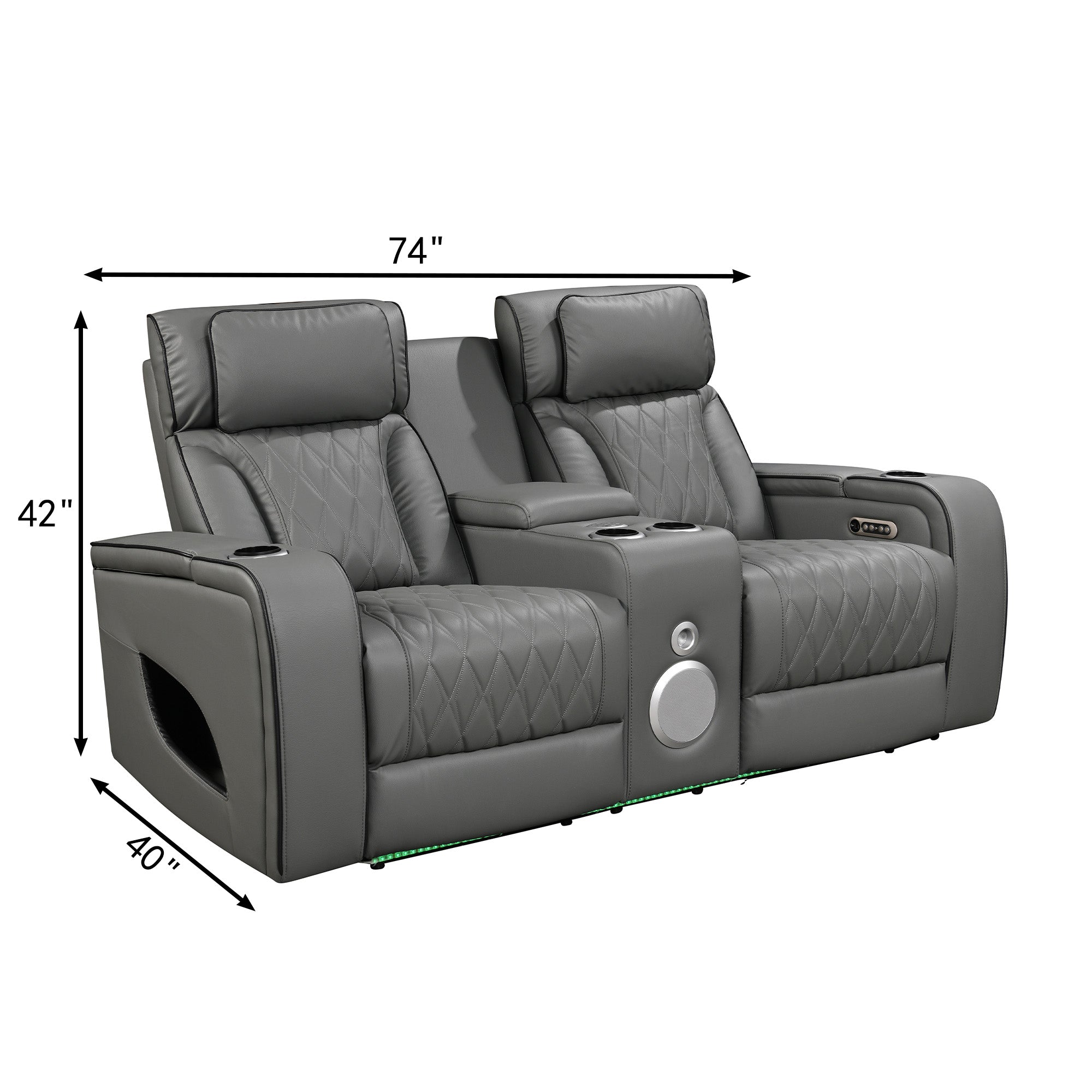 Jessie Power Recliner Gray 2-seater Loveseat