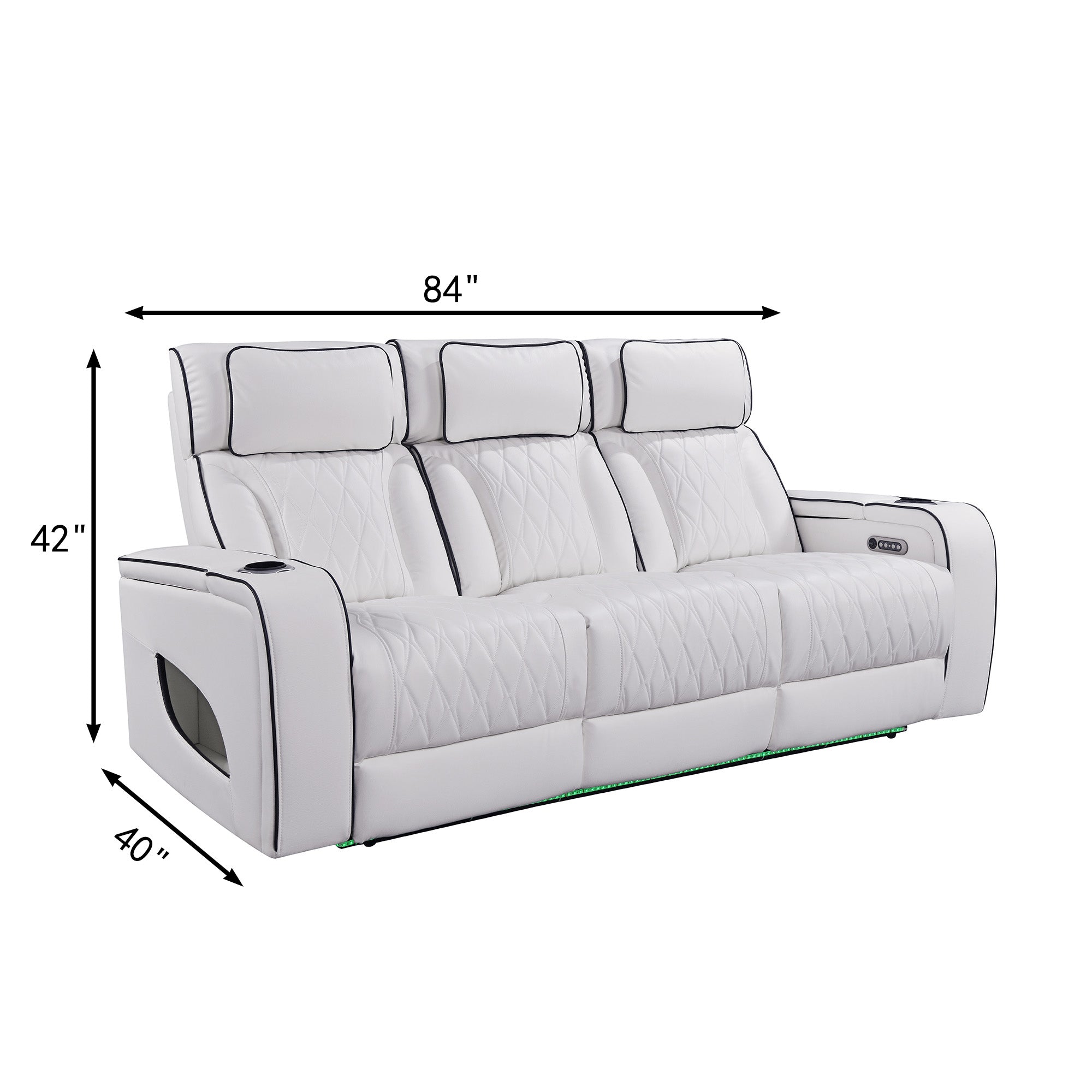 Jessie White Power Recliner 3-seater Sofa