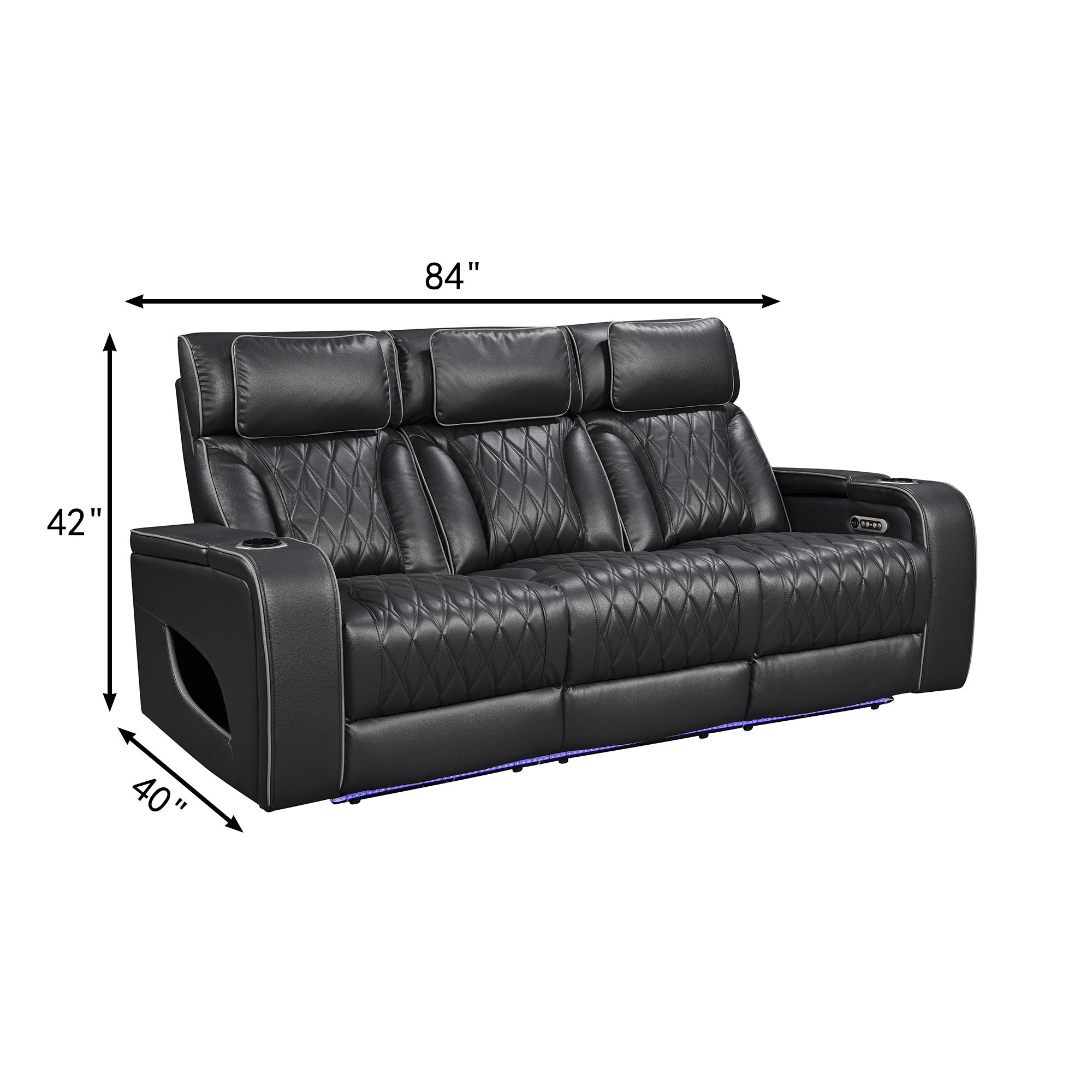 Jessie Power Recliner Black 3-seater Sofa