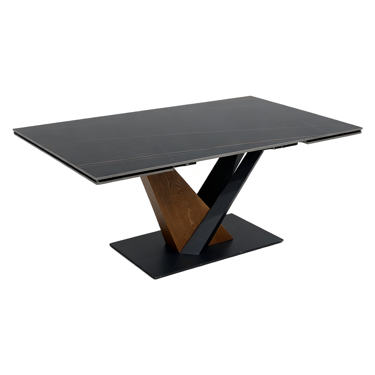 Rock plate functional dining table(Lauren Black Gold)