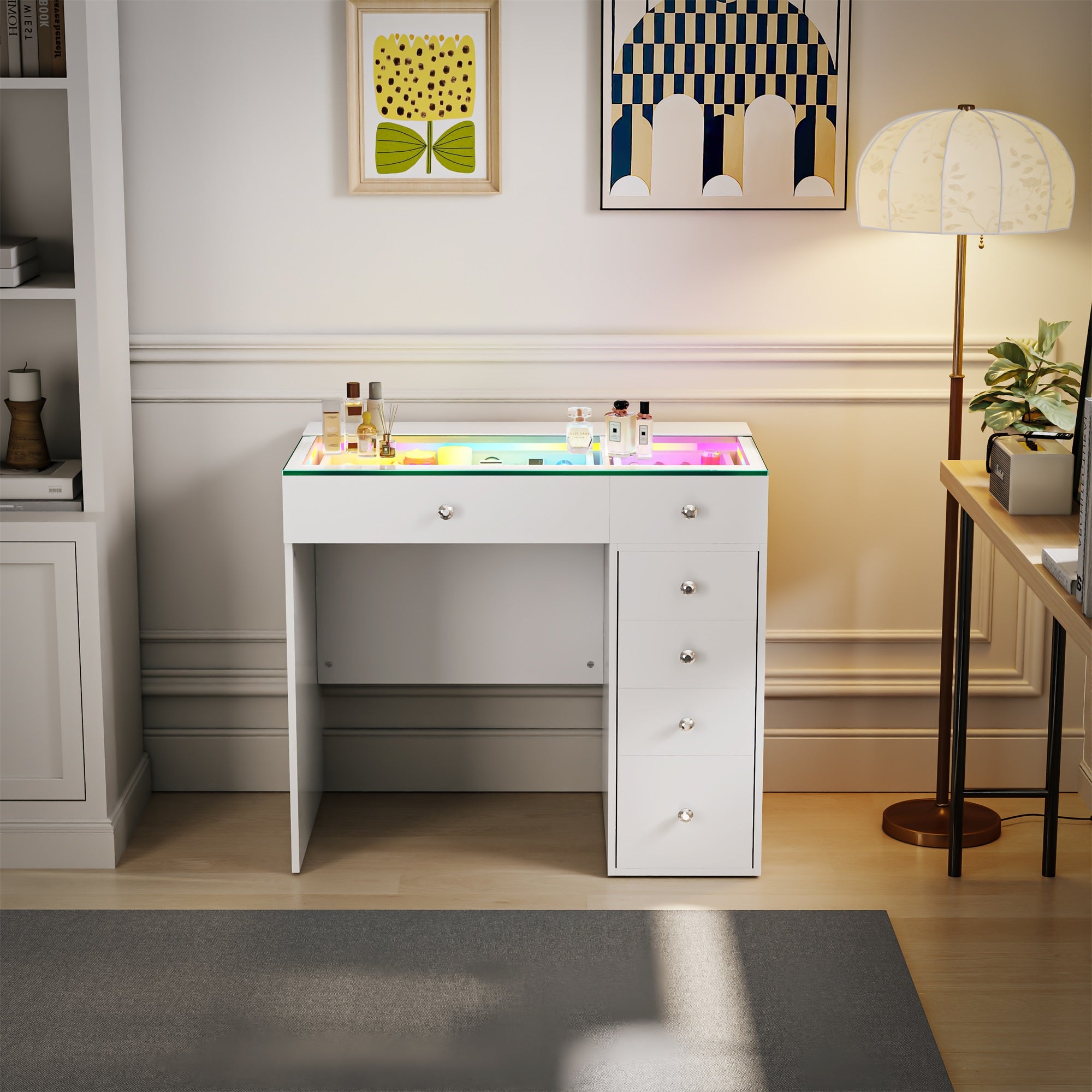 VANITII Mini Diana Vanity Desk- 6 Storage Drawers