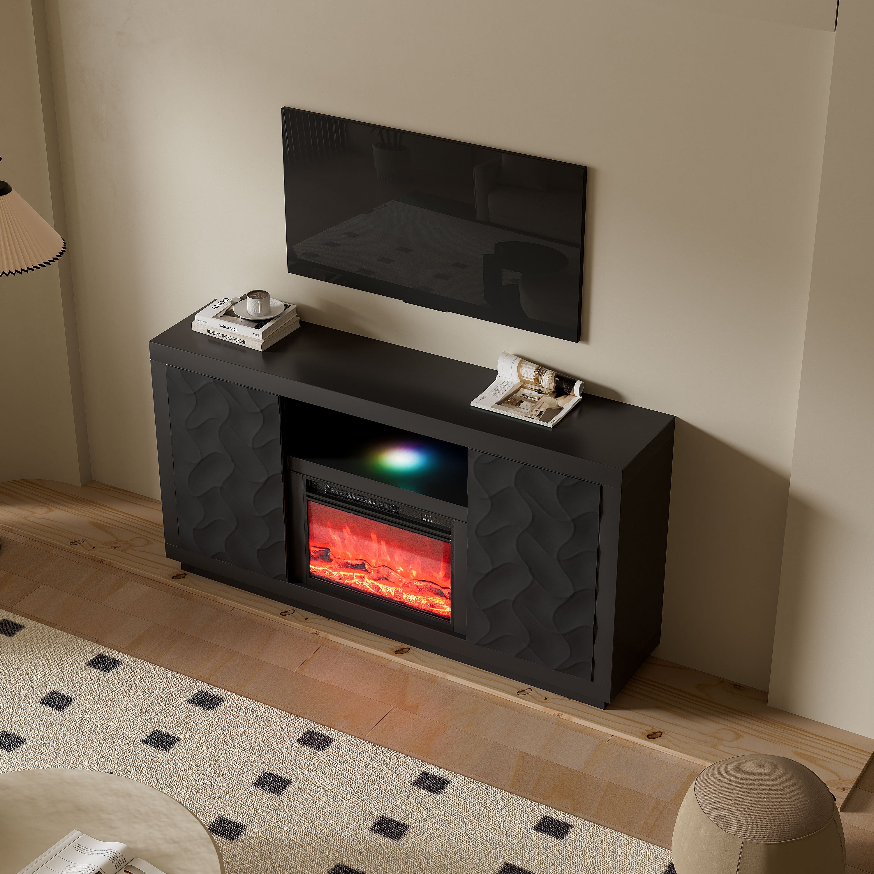 Fully Assembled 71" Timeless White Electric Fireplace