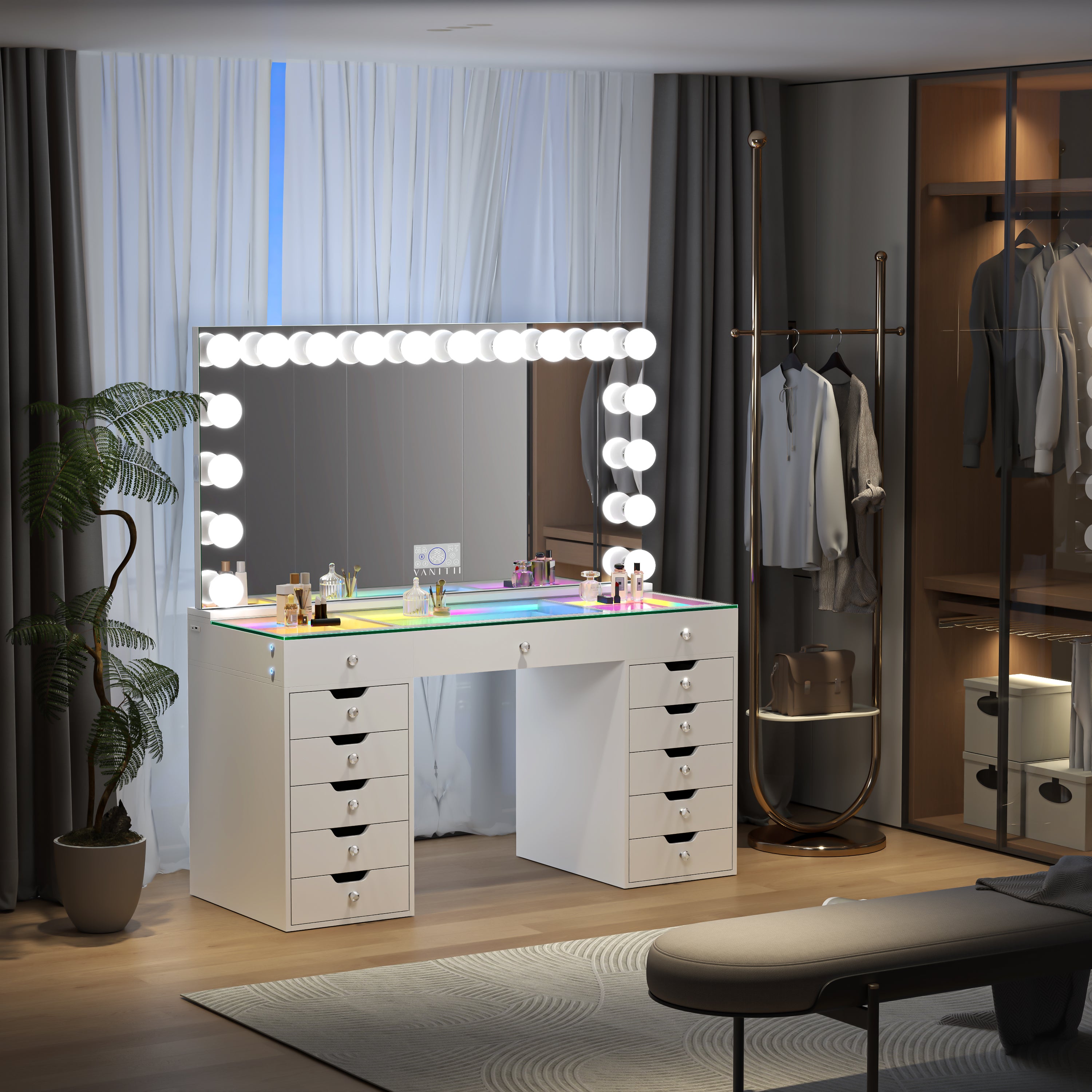 VANITII Eva Vanity Set with 18 Bulbs Hollywood Vanity Mirror