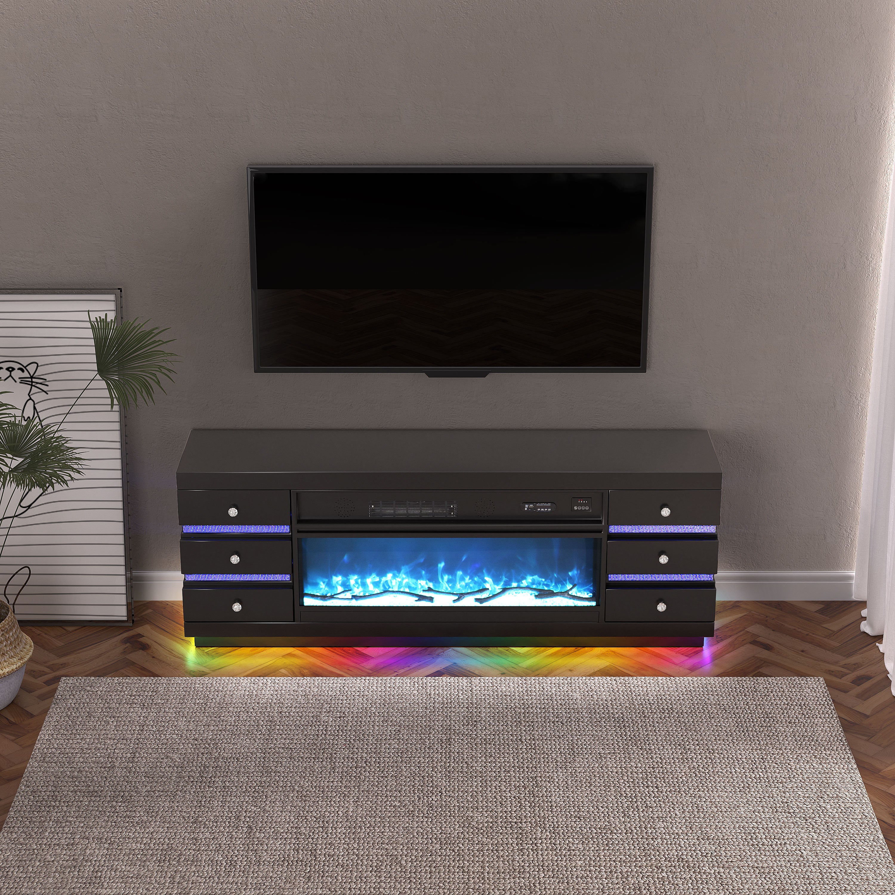 Fully Assembled Multi-Flame Colors TV Stand LED Fireplace