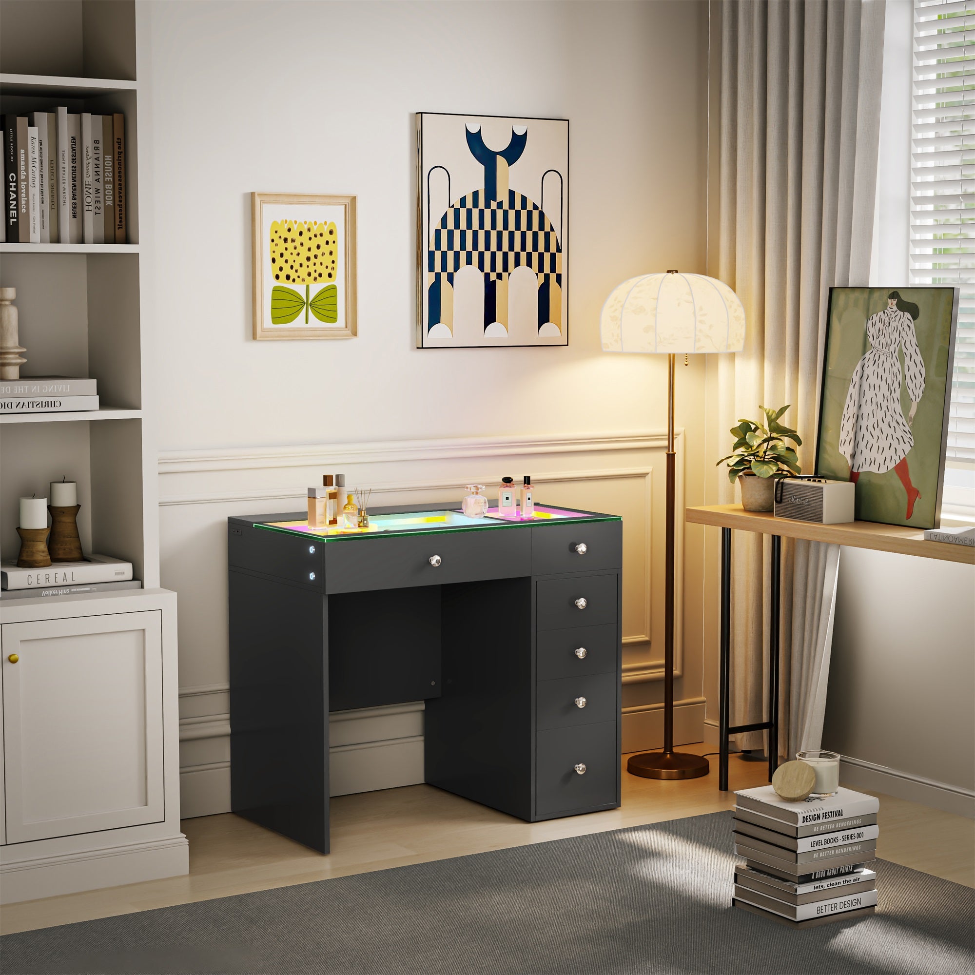 VANITII Mini Diana Vanity Desk- 6 Storage Drawers