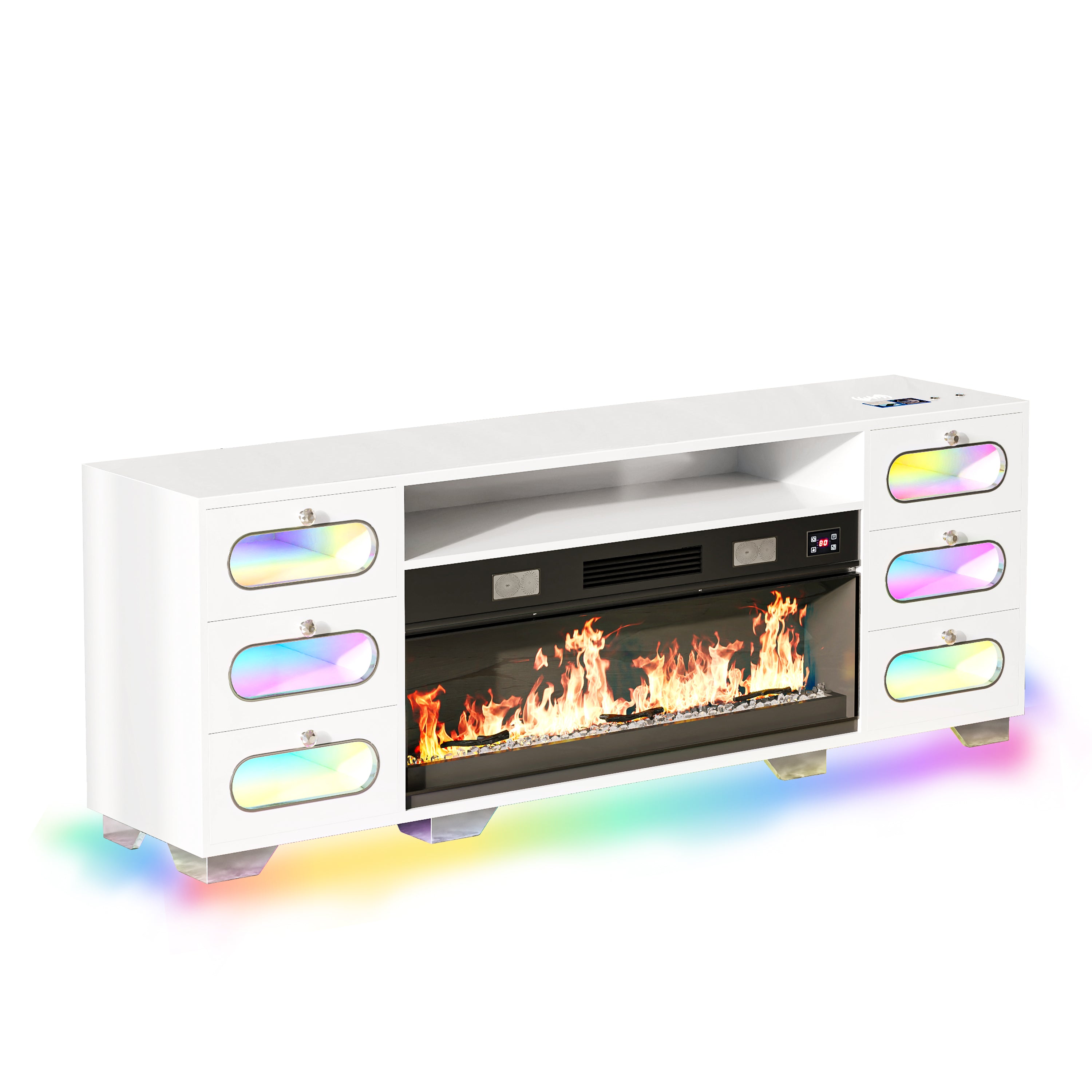 Fully assembled 71“ TV Stand with Fireplace