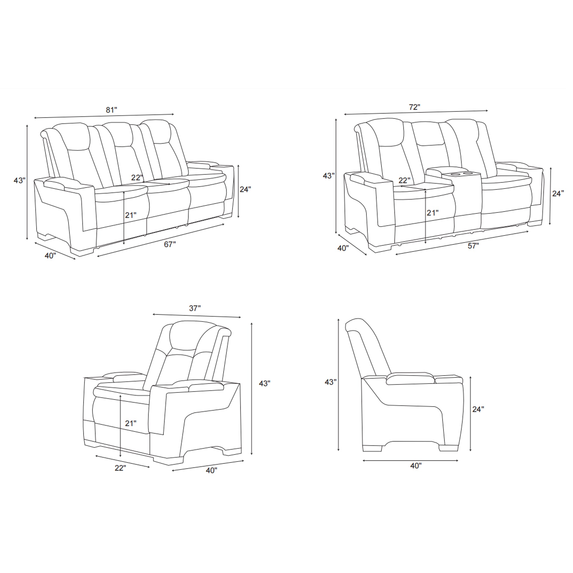 Power Recliner Sofa-GRAY