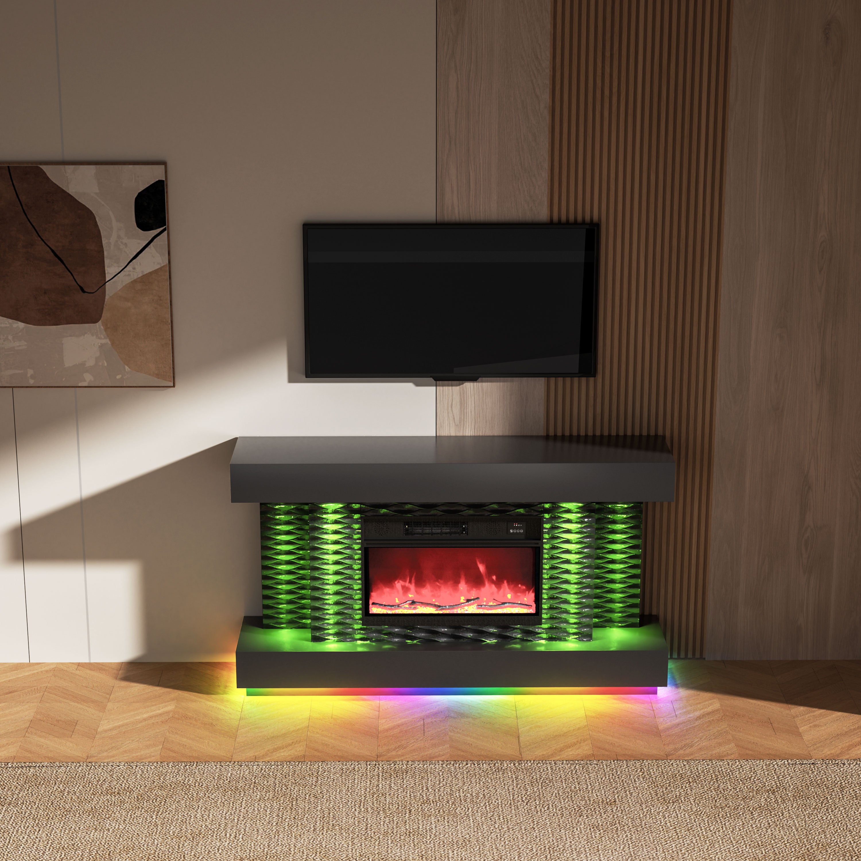 VANITII Multi-Flame Colors TV Stand with Fireplace