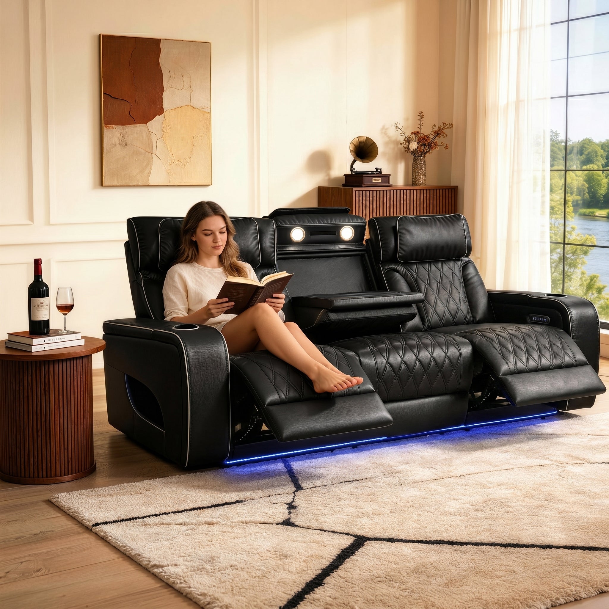 Jessie Power Recliner Black 3-seater Sofa