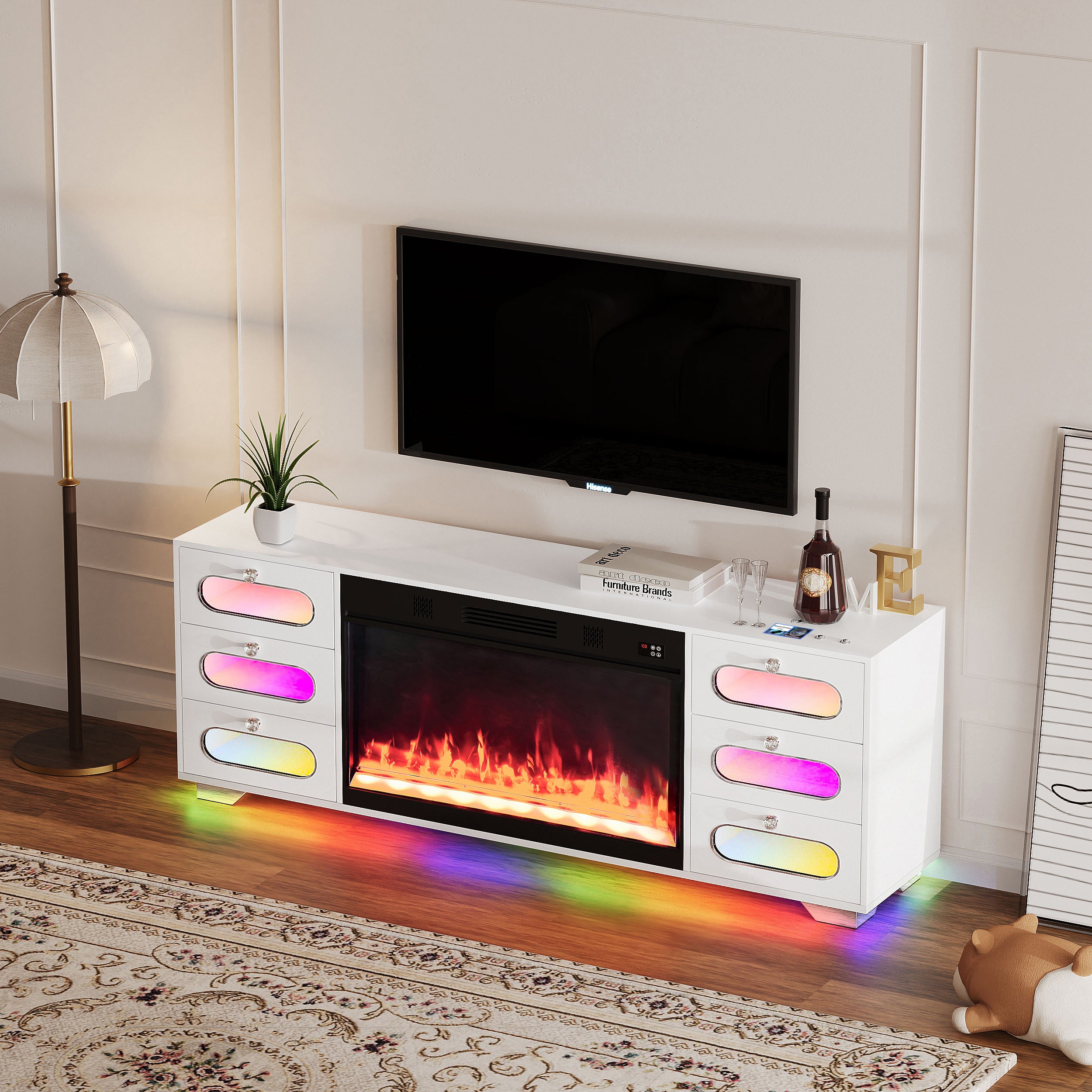 Fully Assembled TV Stand Fireplace