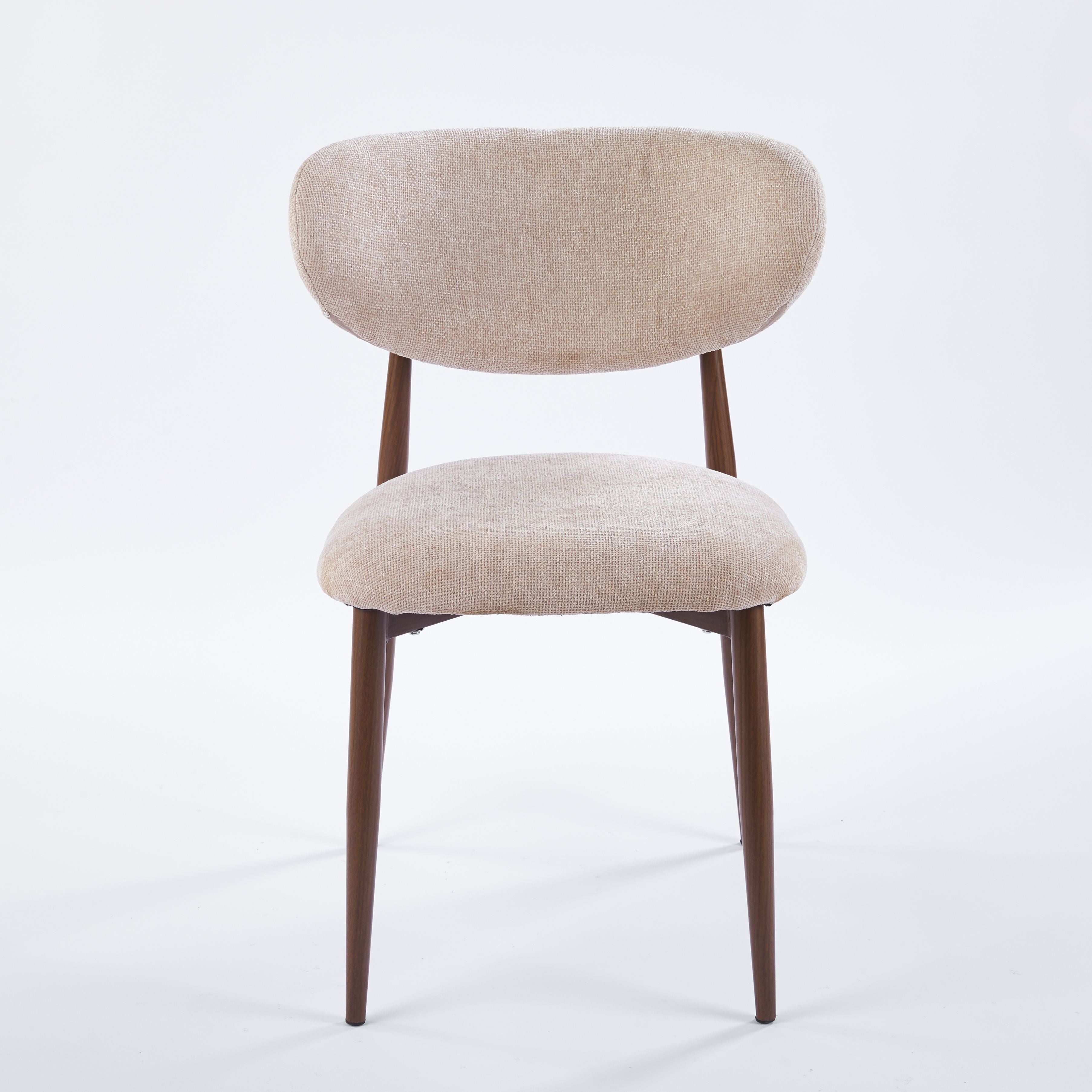 Modern Upholstered Chair - Linen Fabric, Walnut-Transfer Legs 4pCS/CTN