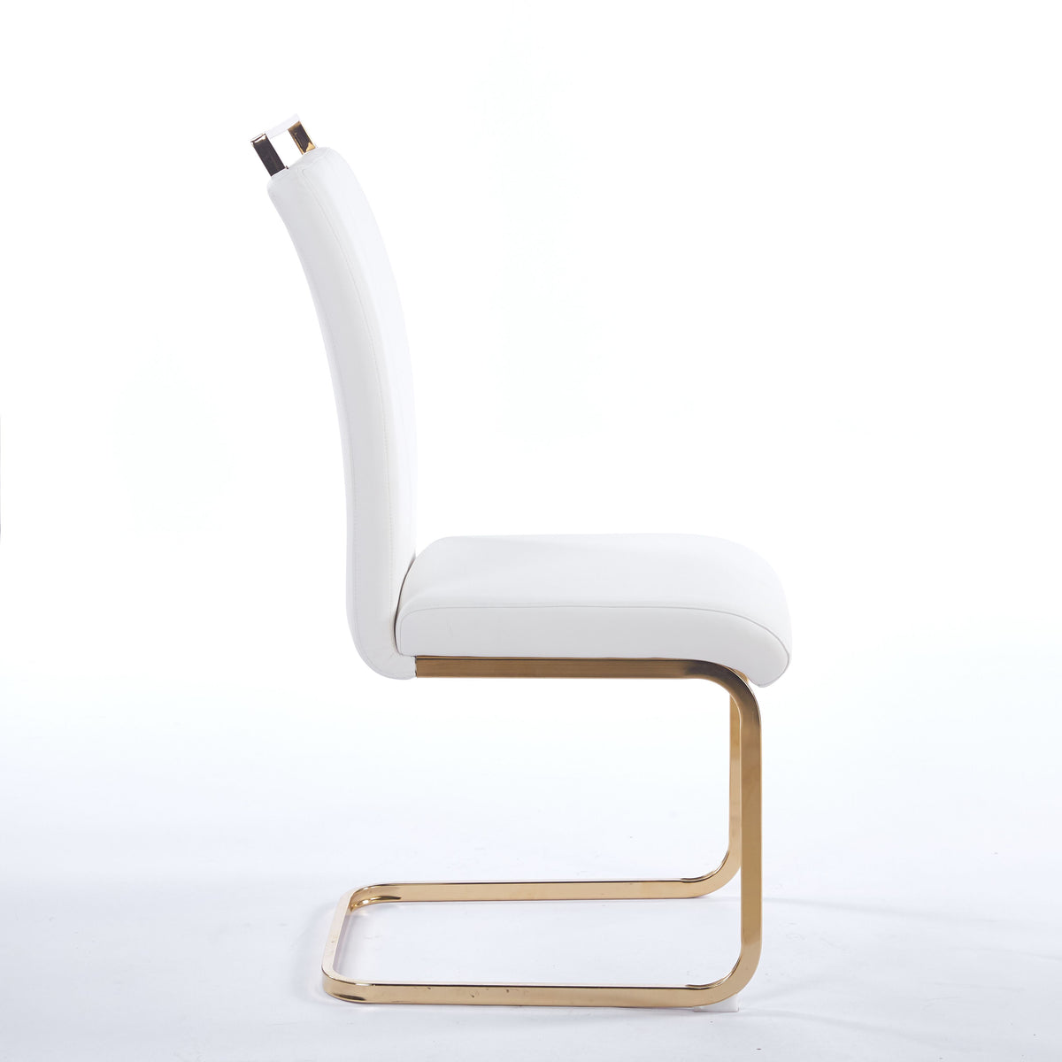 Contemporary Cantilever Dining Chair, Leather Upholstery with Golden Metal Base 4pCS/CTN