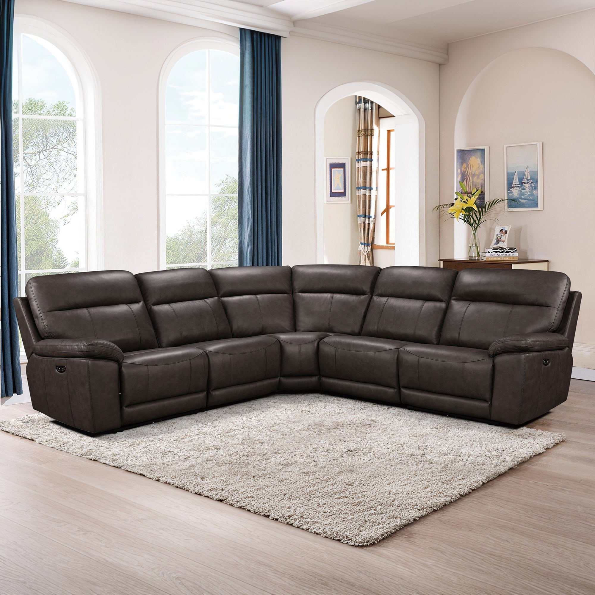 Power Recliner Geunine Leather Sectional MC2490