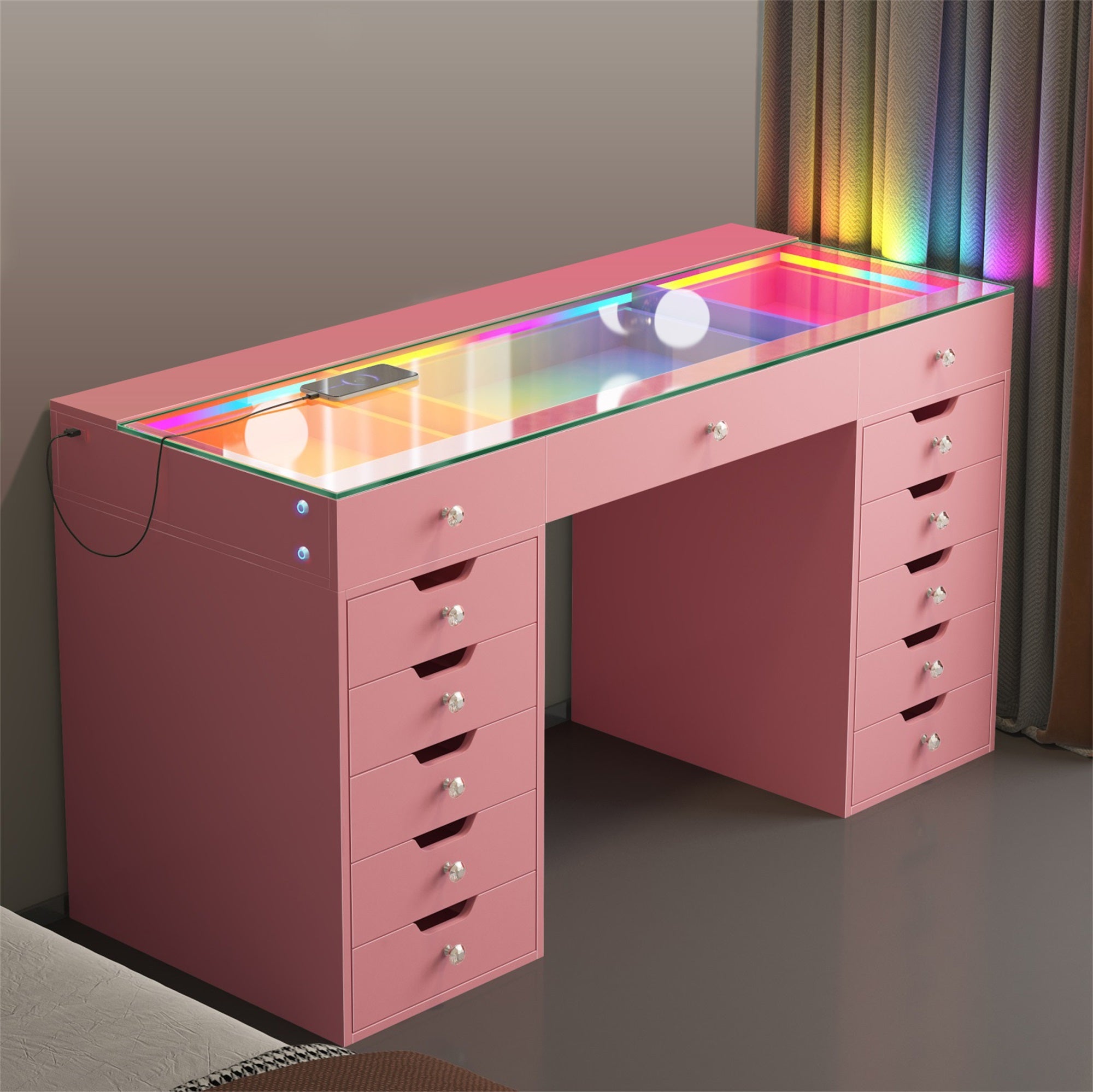 VANITII Eva-RGB Vanity Desk Pro - 13 Storage Drawers