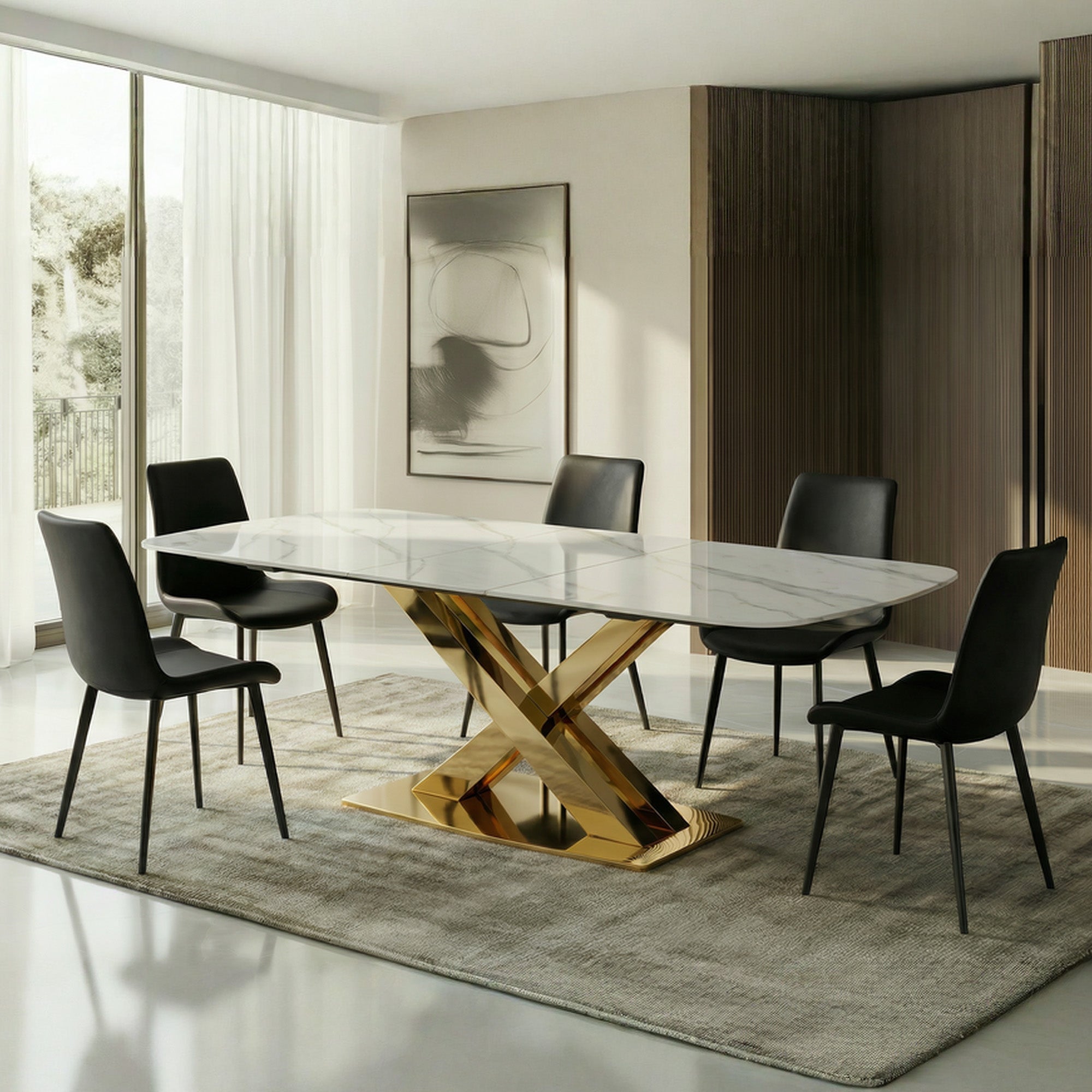 Extendable table with sintered stone top