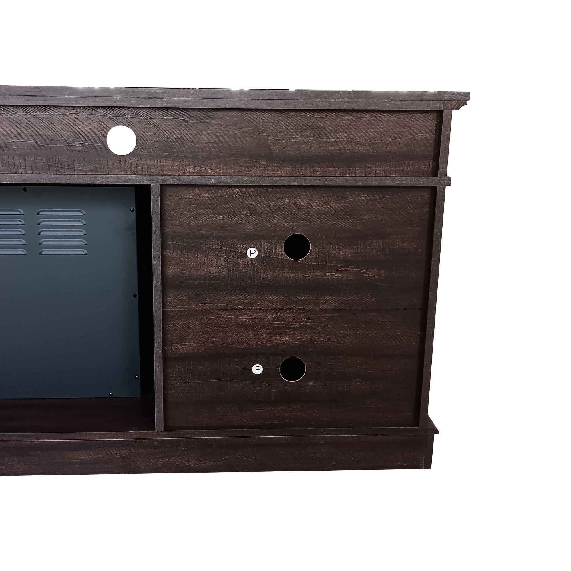 72" Brown Oak Melamine Veneer Fireplace TV stand