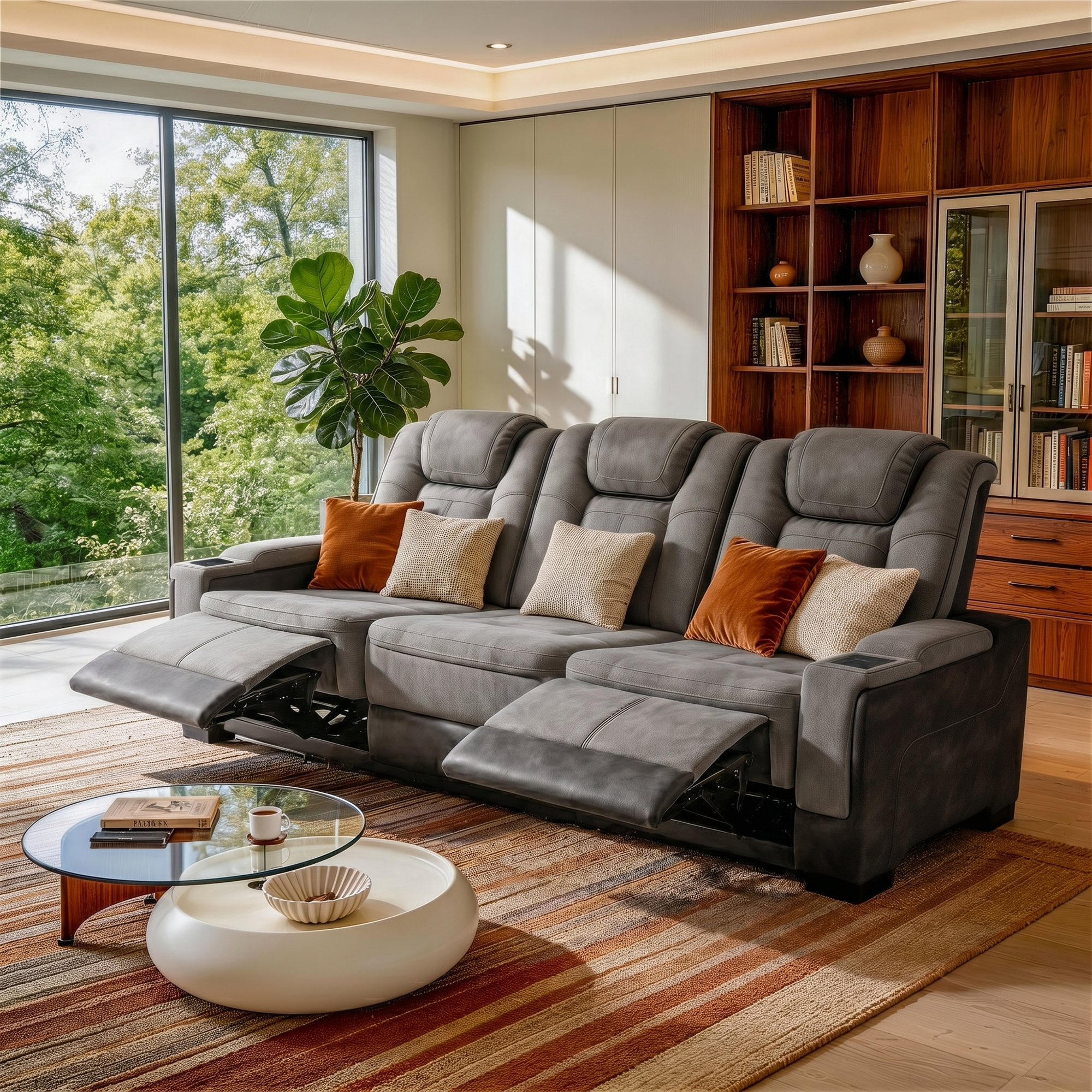 Charlie Modern Gray Power Recliner Sofa for Living Room or Home Theater