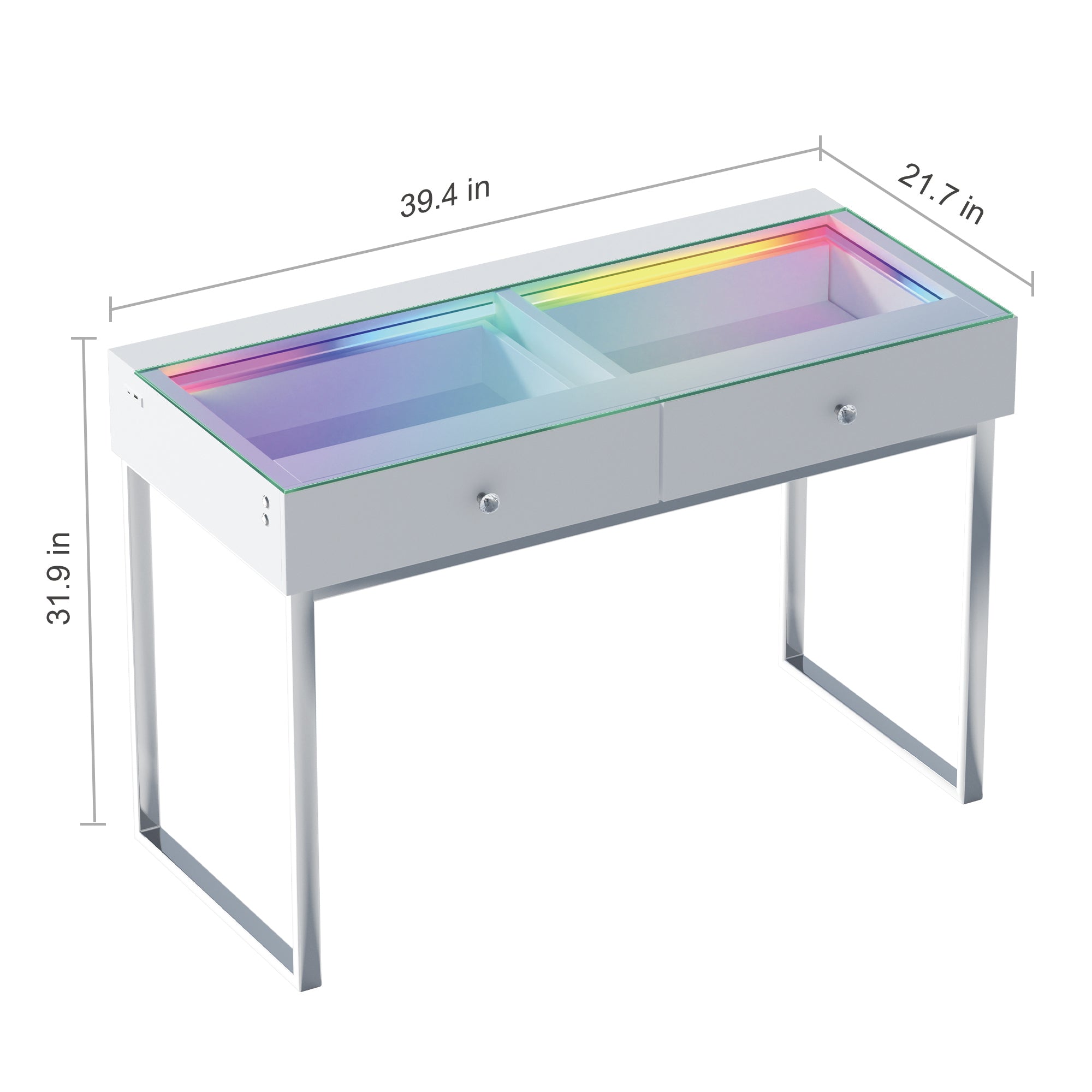 VANITII Alice RGB Vanity Desk Pro - 2 Storage Drawers