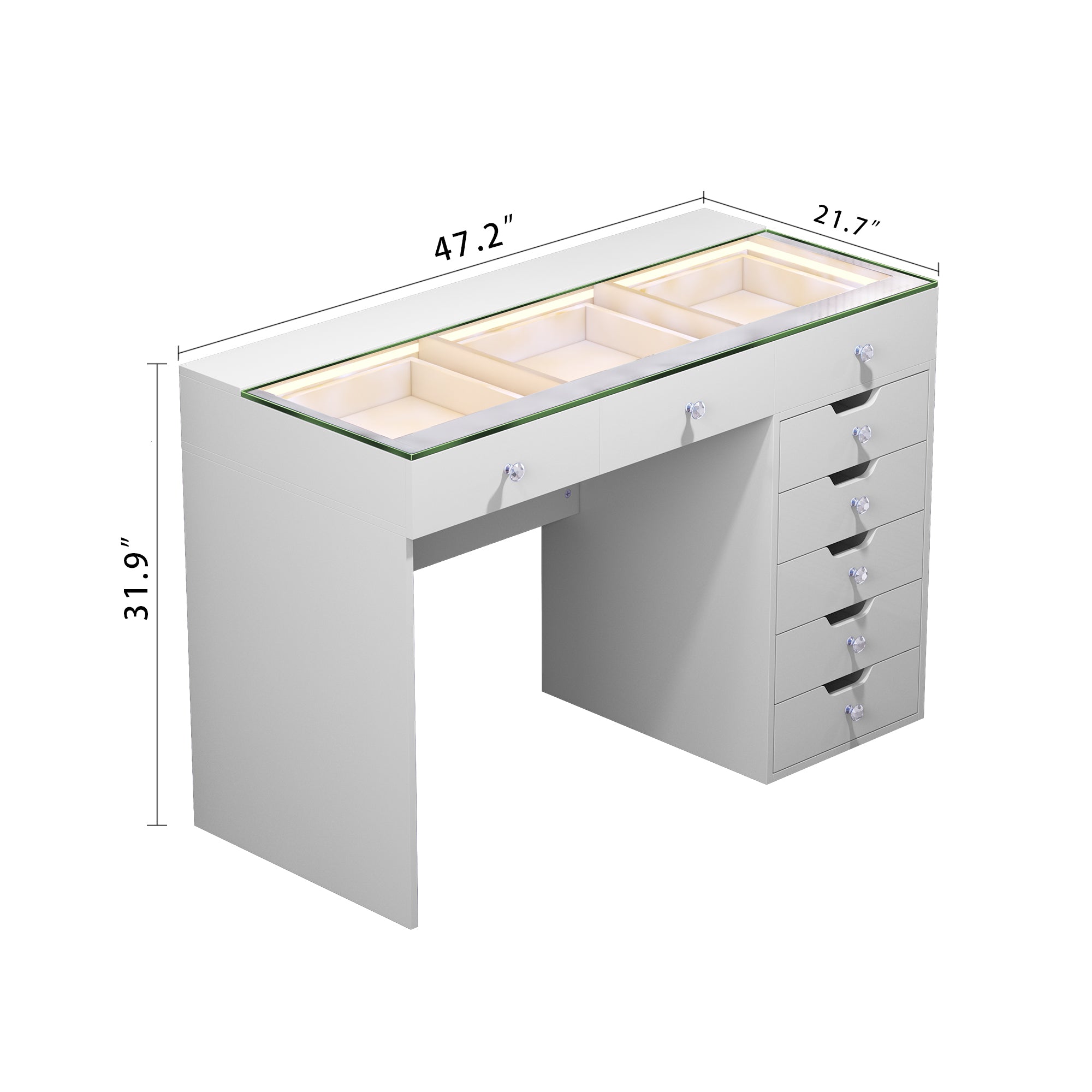 VANITII Diana Vanity Desk - 8 Storage Drawers