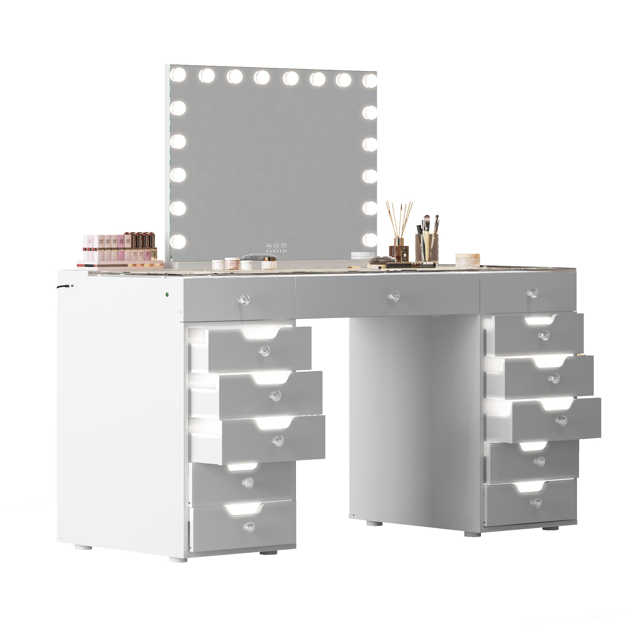VANITII Eva-C Vanity Desk Pro - 13 Storage Drawers