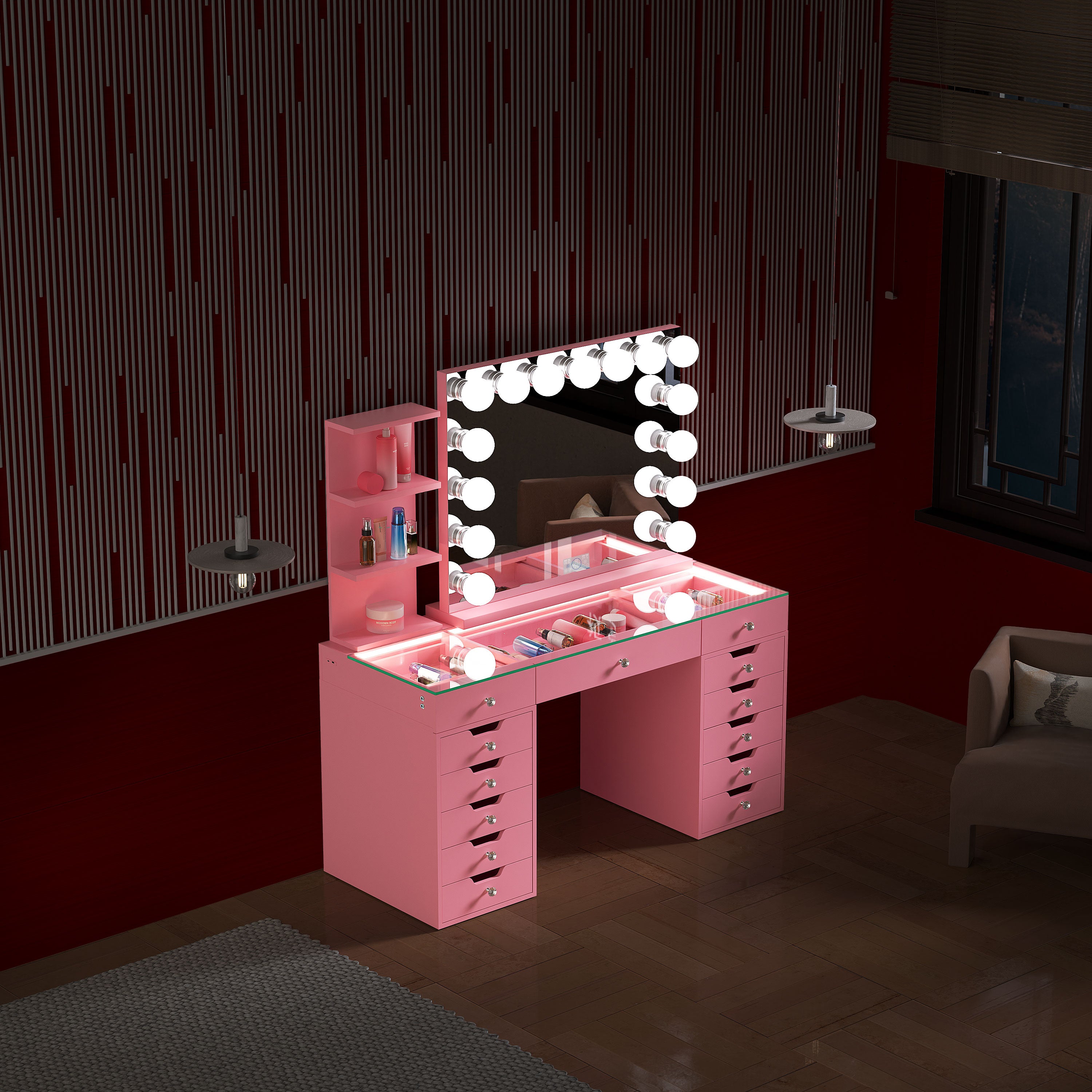 April Promotion ! VANITII Eva Vanity Set with 15 bulbs Vanity Mirror(Only sell in California)