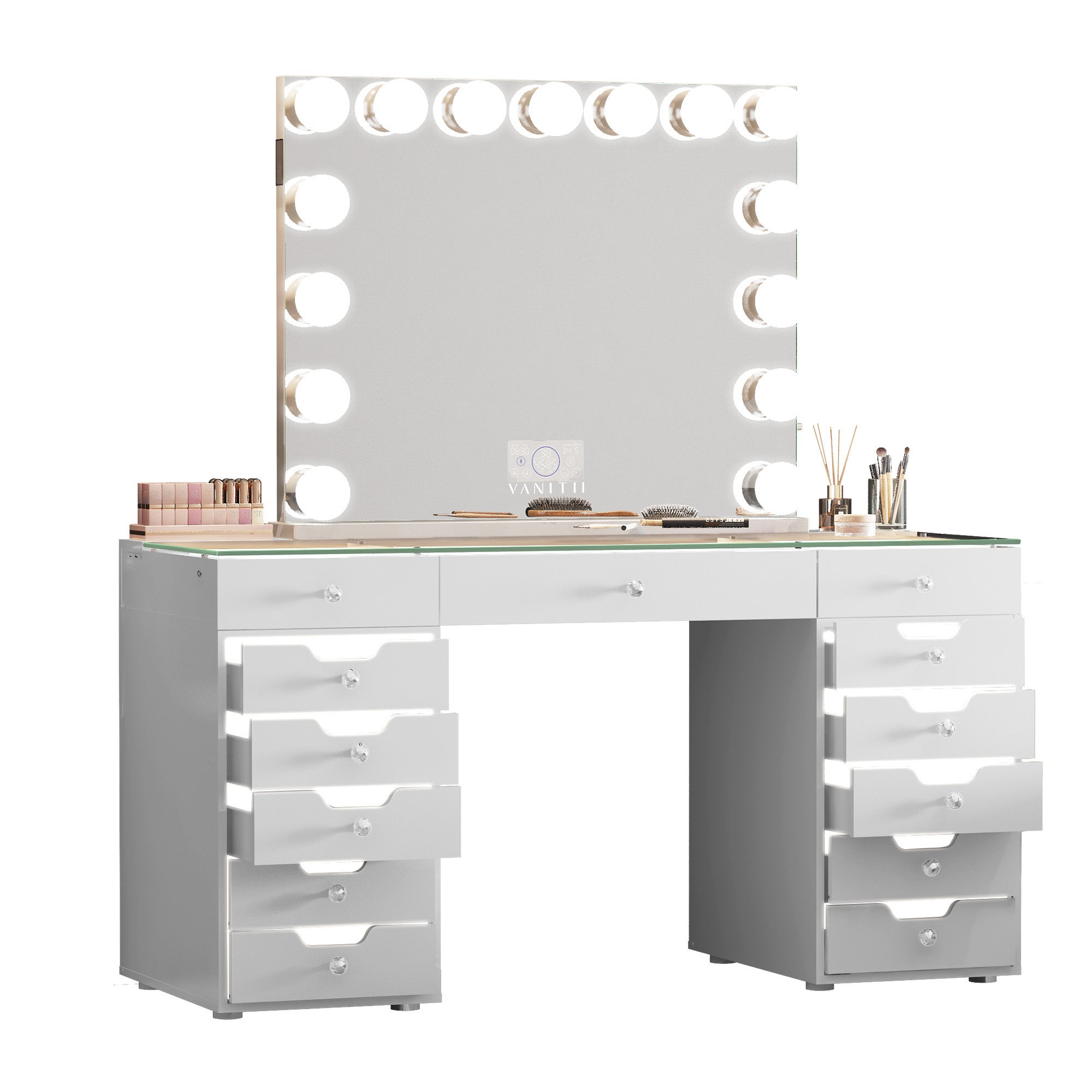 VANITII Eva-C Vanity Desk Pro - 13 Storage Drawers