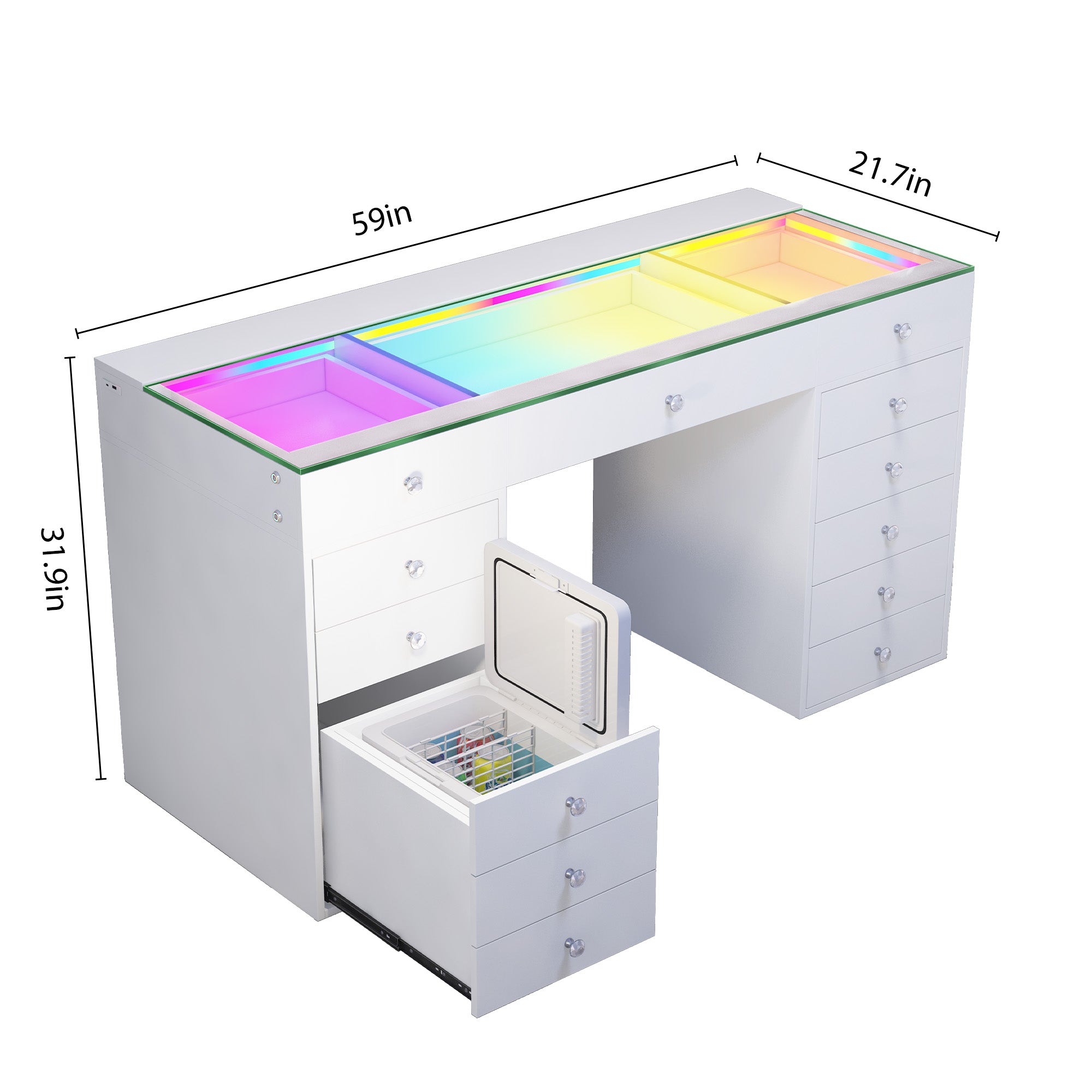 New Release ! VANITII Vanity Desk with Fridge