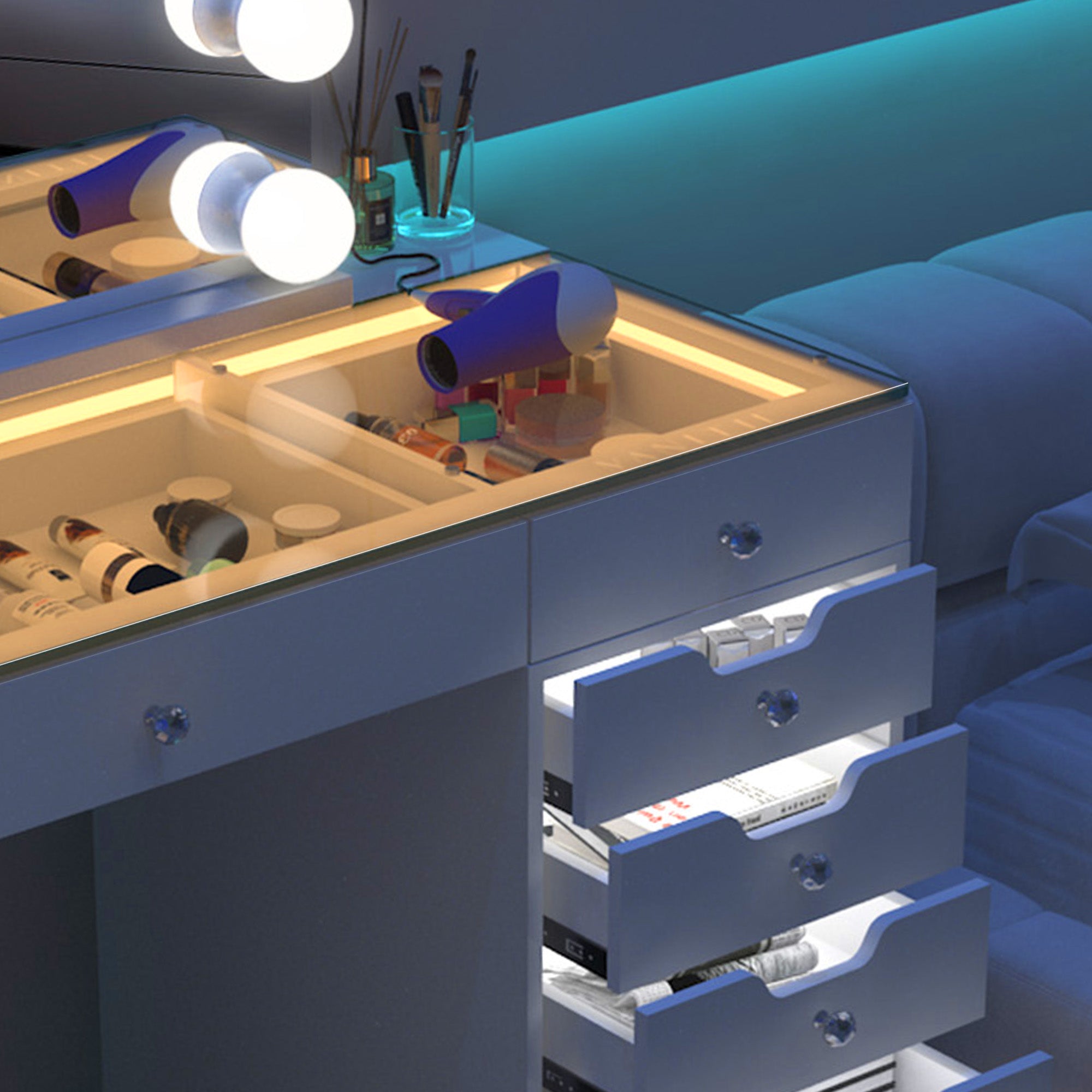 VANITII Eva-C Vanity Desk Pro - 13 Storage Drawers