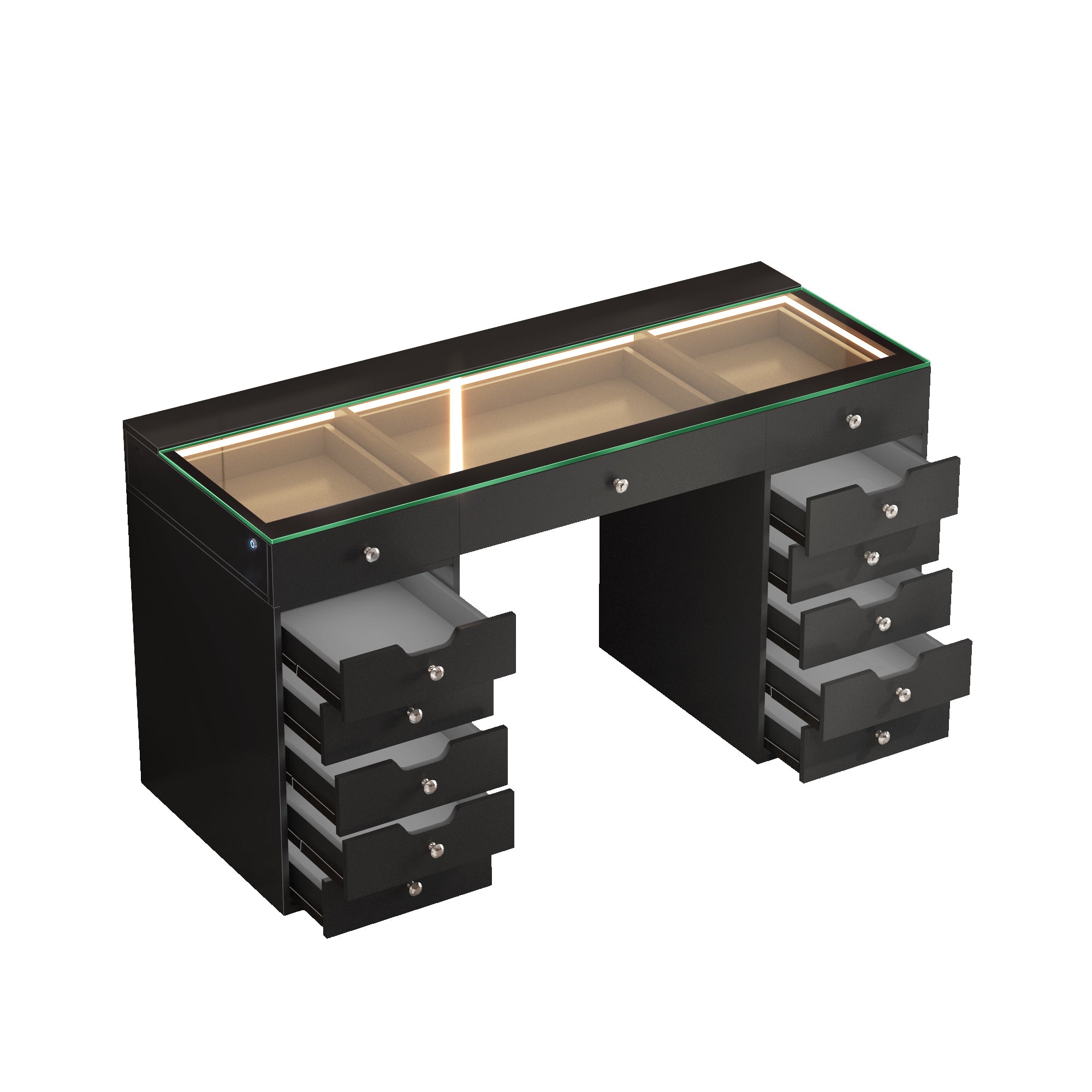 VANITII Eva Vanity Desk - 13 Storage Drawers with Full Light