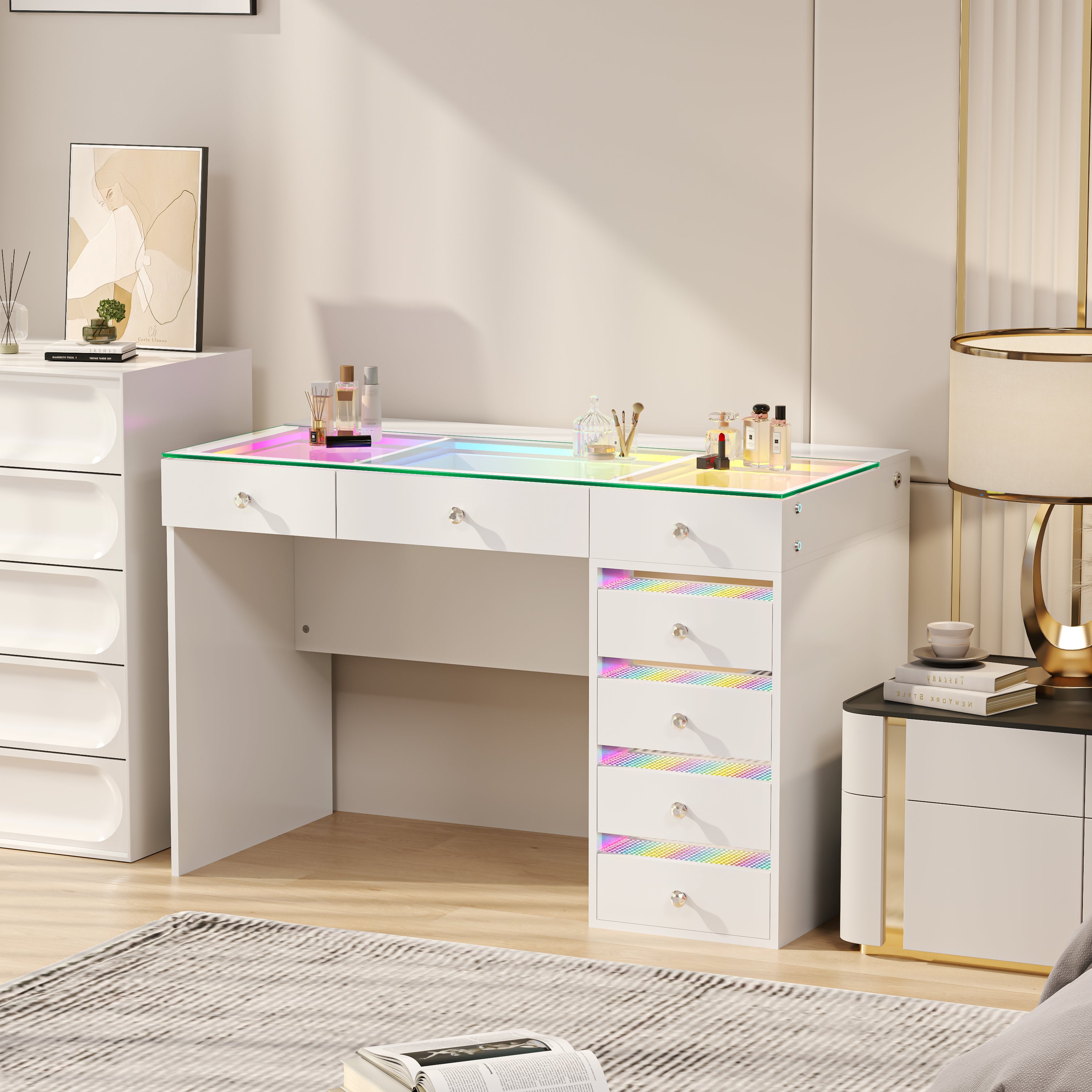 VANITII Fenair Vanity Desk with 7 Drawers