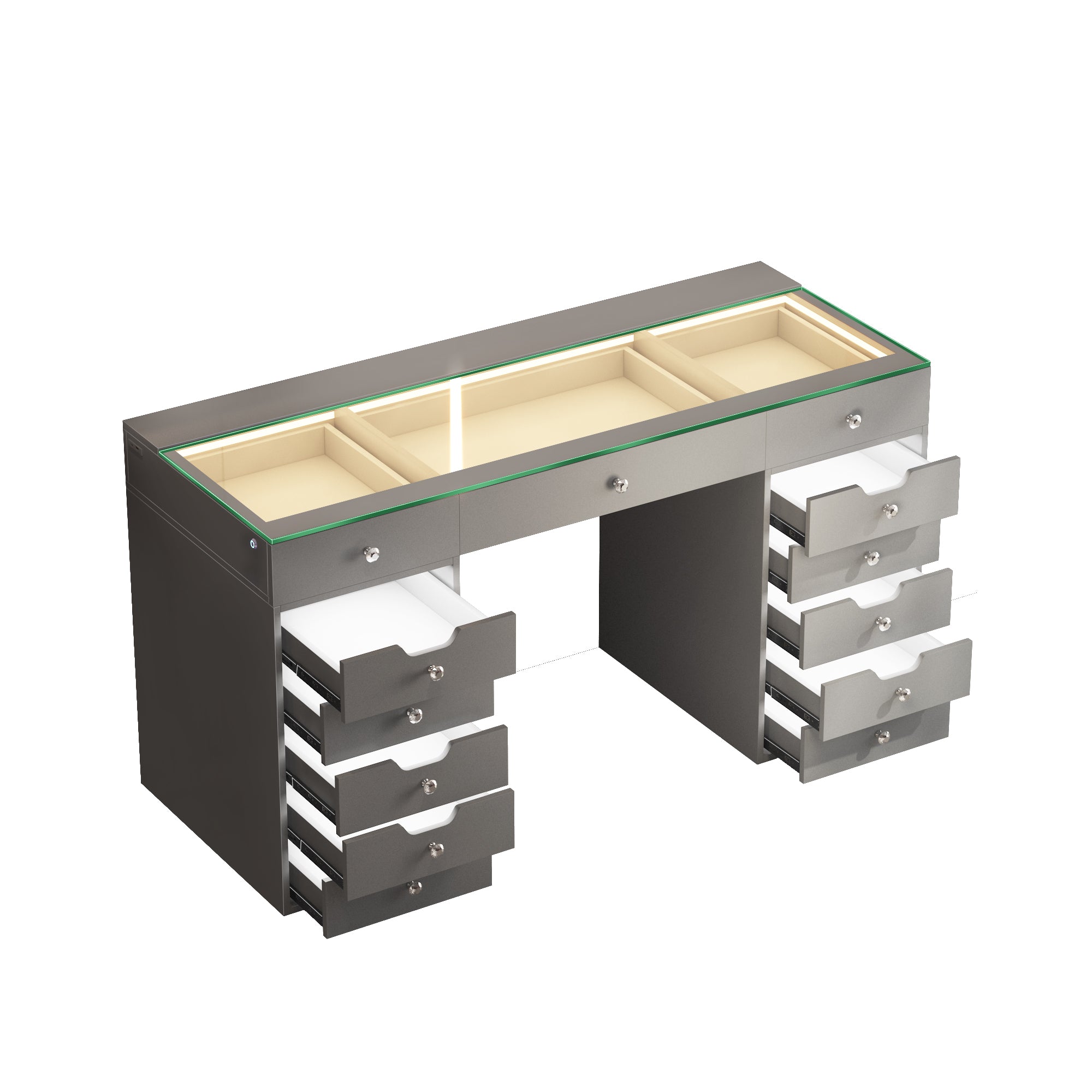 VANITII Eva Vanity Desk - 13 Storage Drawers with Full Light