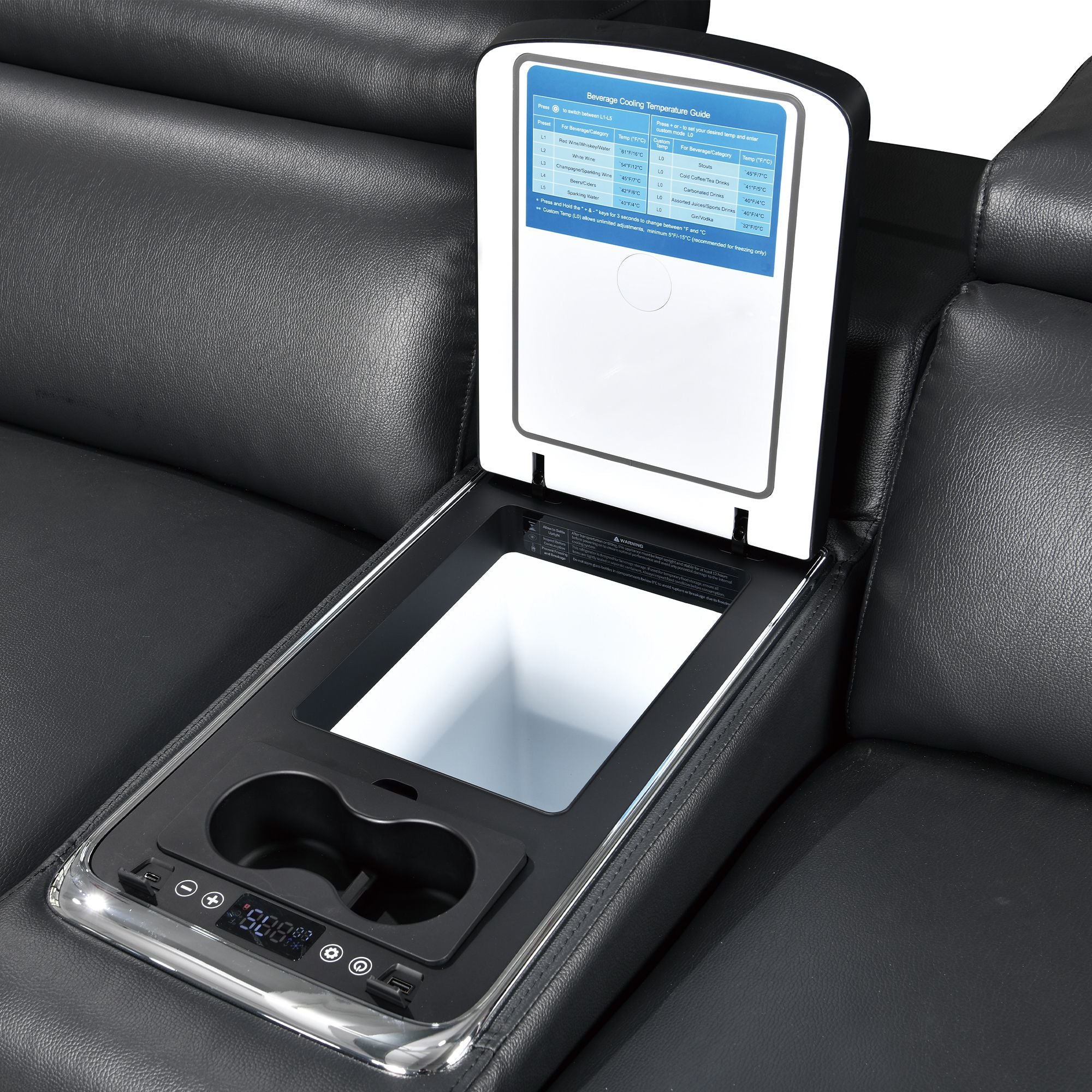 Power Recliner Air Leather Sectional MC3028A Black