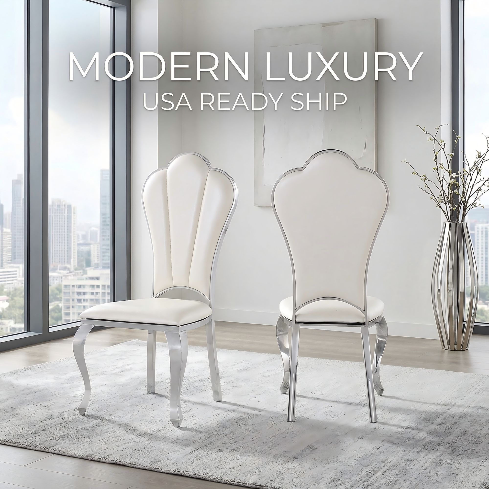 201 Stainless Steel PU Luxury Upholstered Dining Chair
