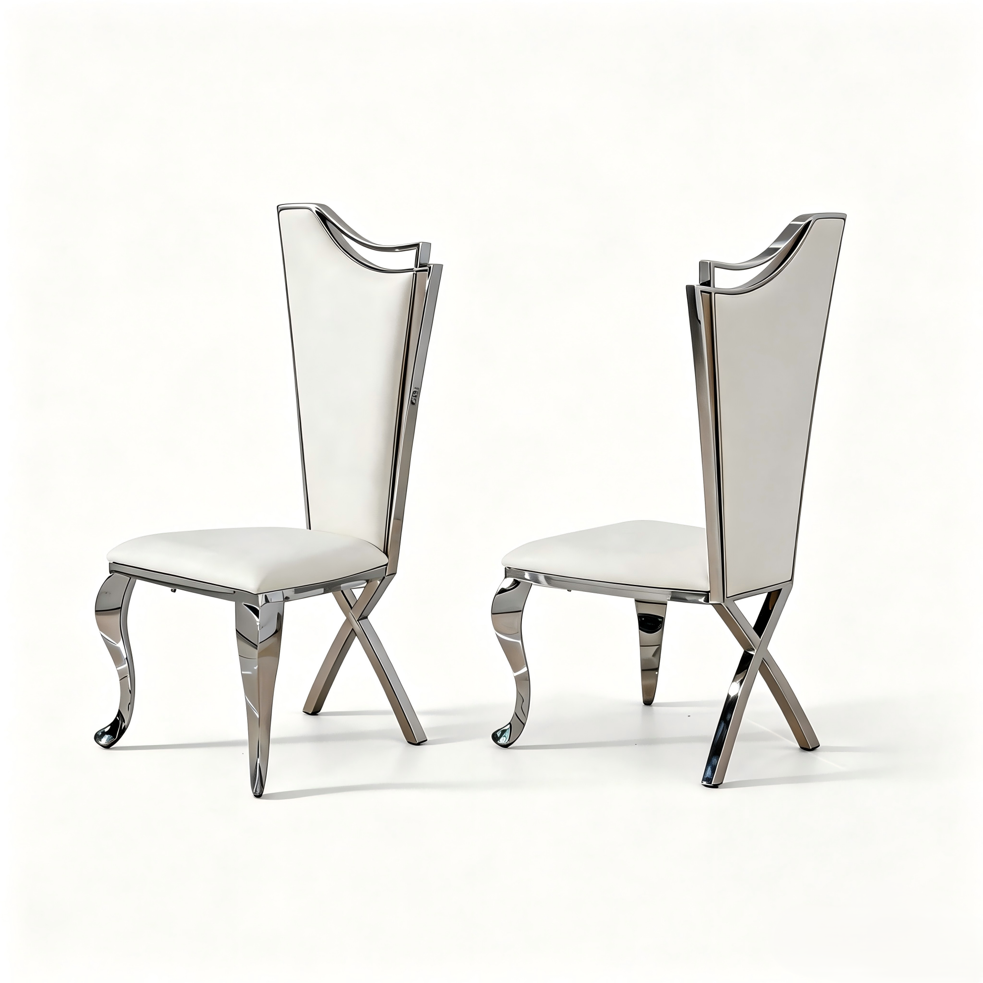 Elegant Wingback Dining Chair-201 stainless steel-Sliver