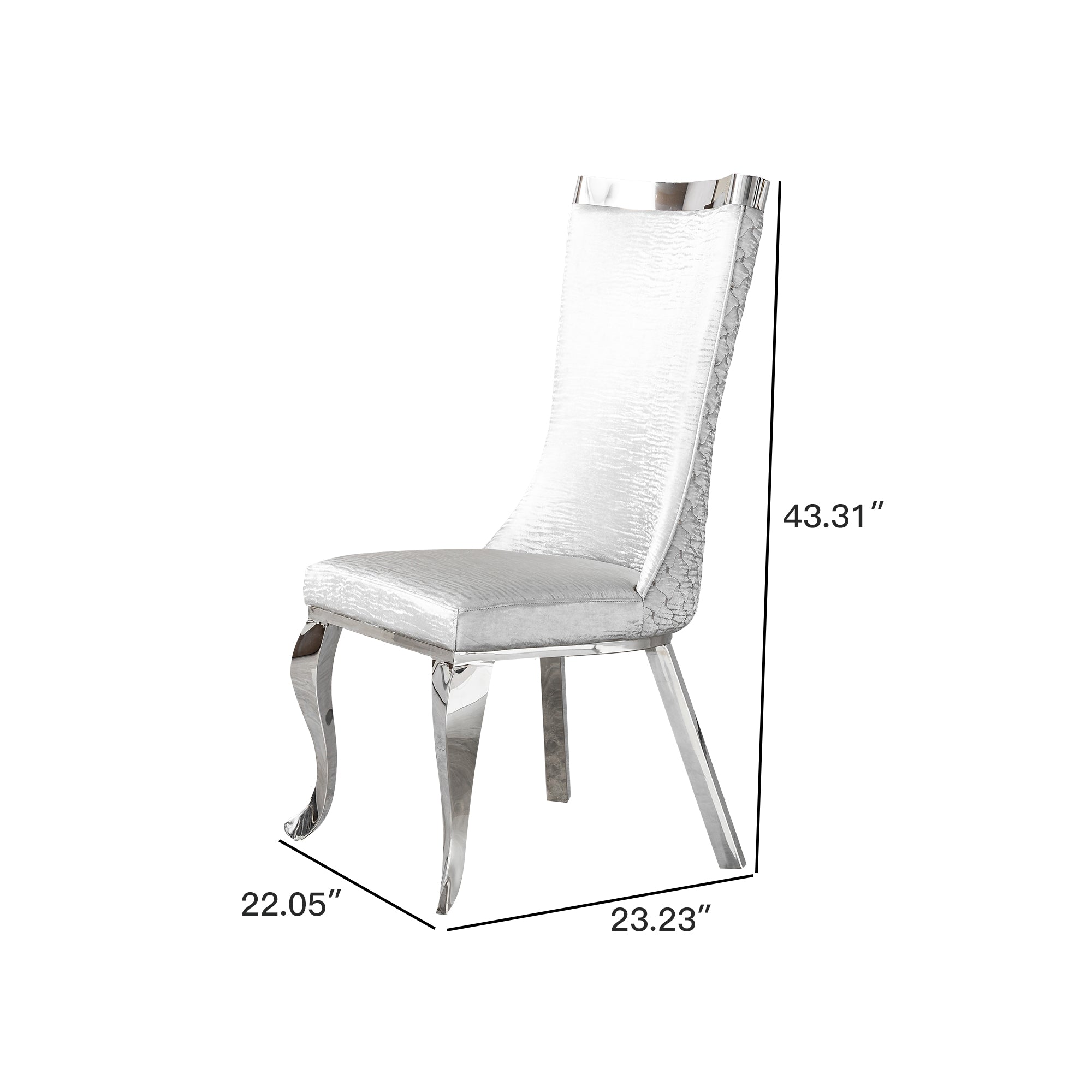 201 Stainless Steel Dining Chair,Modern High Back ,Luxury Curved Leg Chair 4pcs/CTN