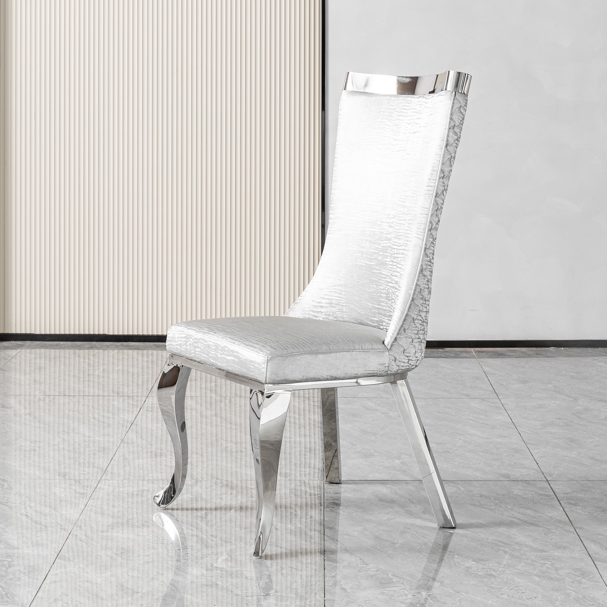 201 Stainless Steel Dining Chair,Modern High Back ,Luxury Curved Leg Chair 4pcs/CTN