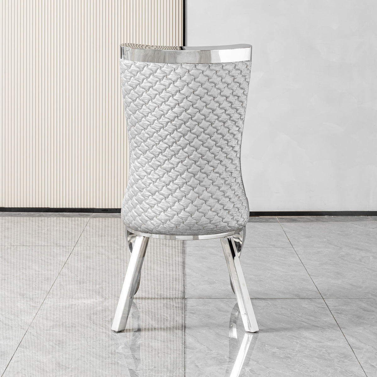 201 Stainless Steel Dining Chair,Modern High Back ,Luxury Curved Leg Chair 4pcs/CTN
