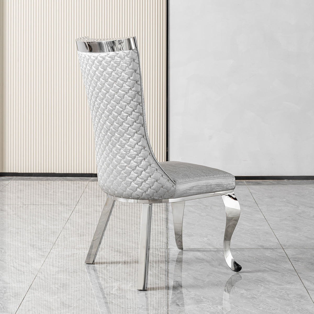 201 Stainless Steel Dining Chair,Modern High Back ,Luxury Curved Leg Chair 4pcs/CTN